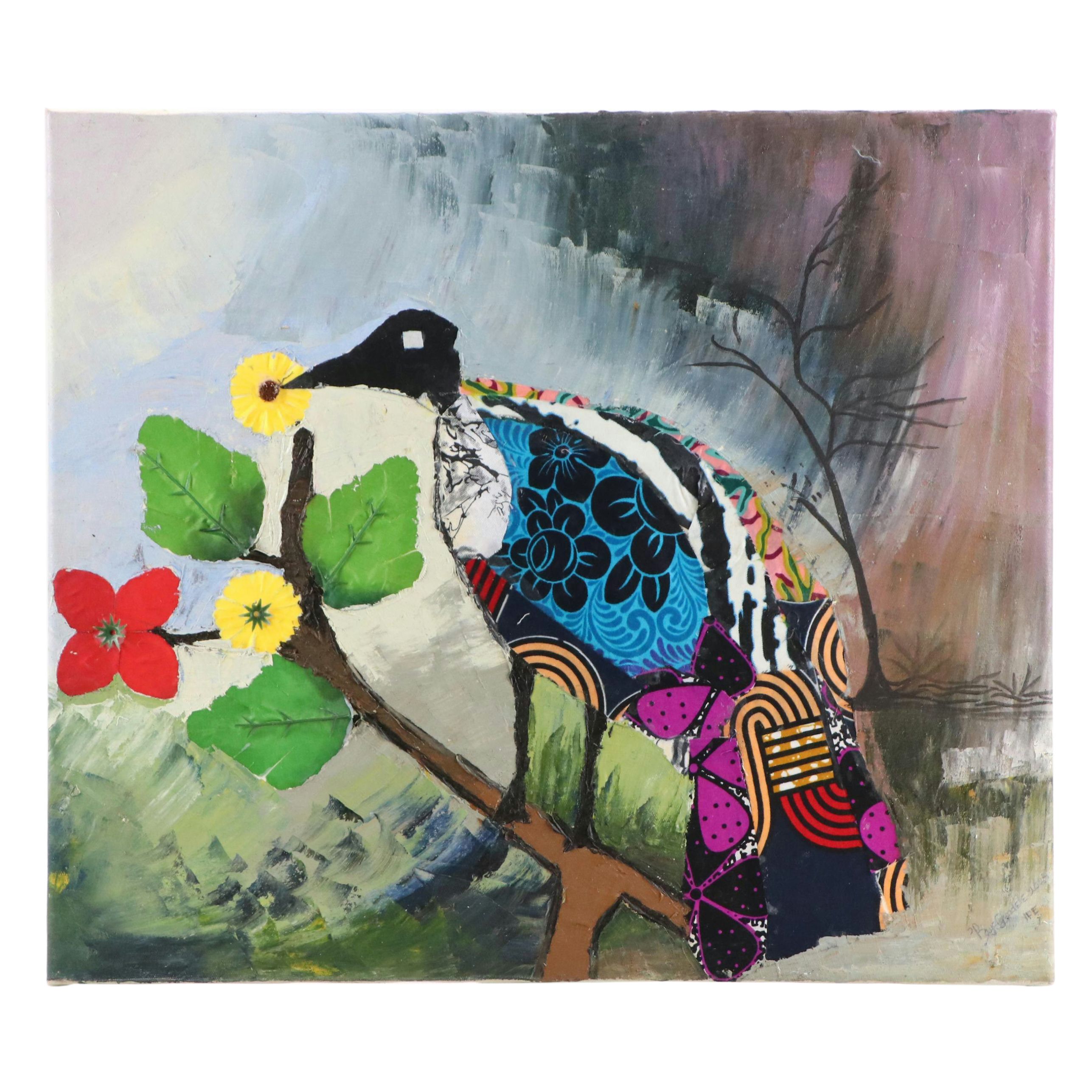 Bayo Ogundele Mixed Media Collage "Bird," 2025