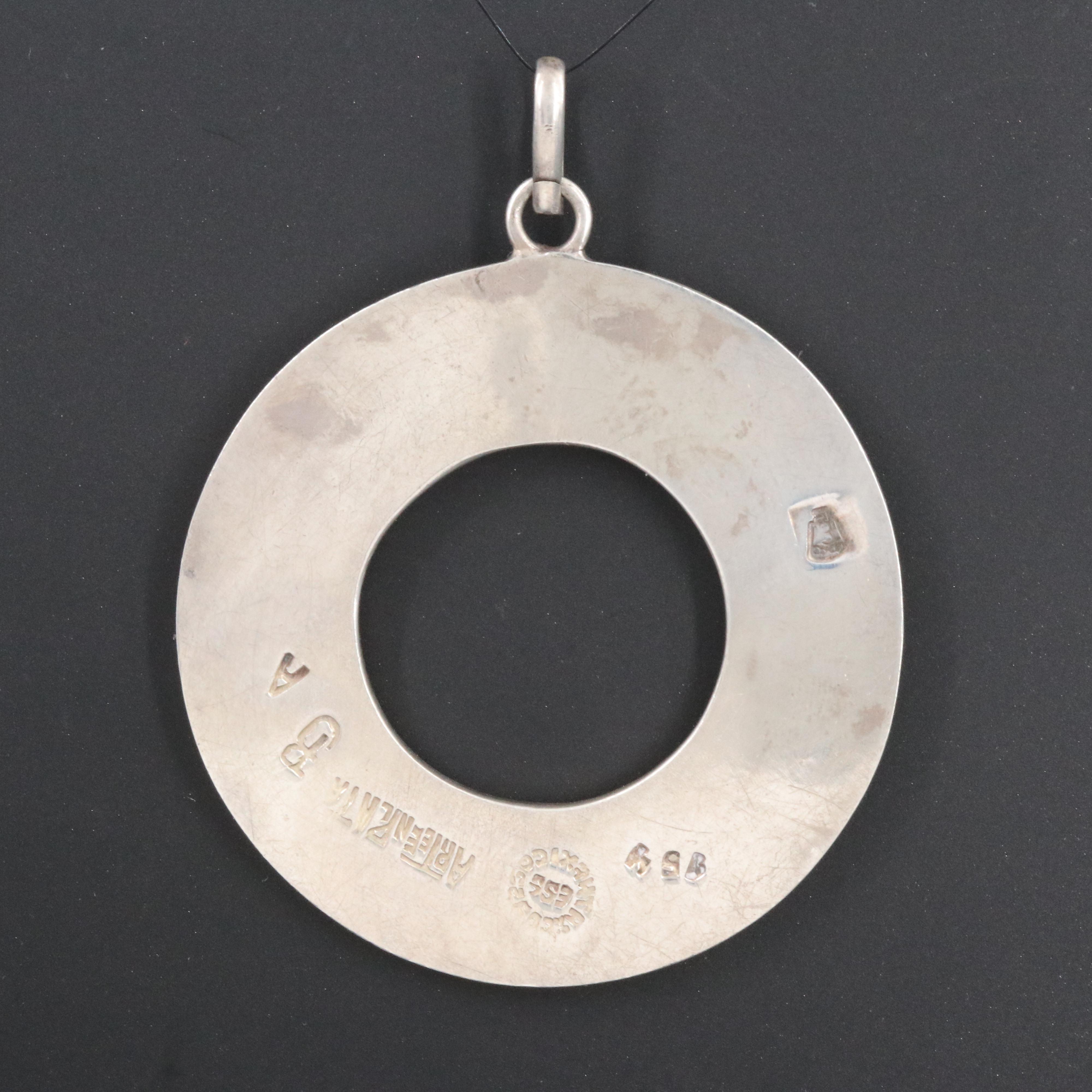 Vintage Arte en Plata Mexican Sterling Silver Turquoise Pendant