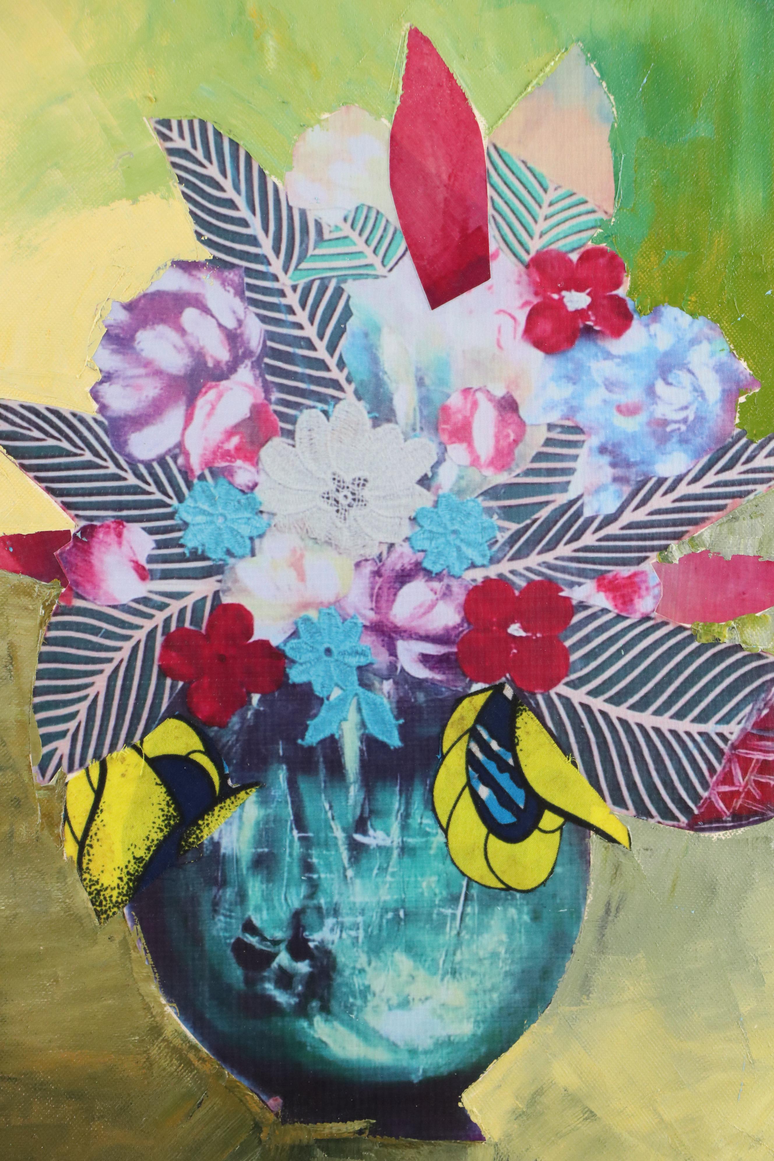 Bayo Ogundele Floral Still Life Mixed Media Collage, 2025