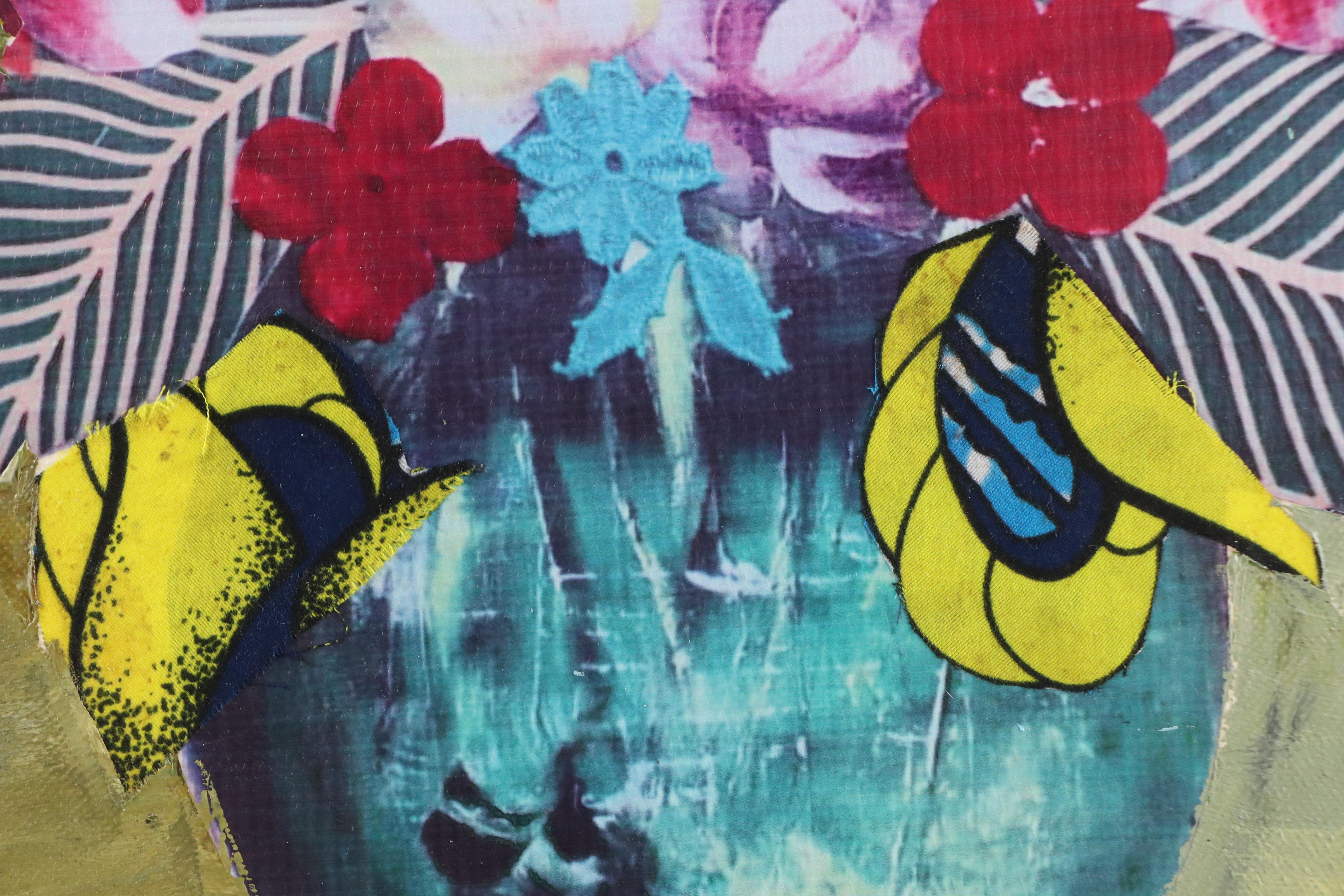 Bayo Ogundele Floral Still Life Mixed Media Collage, 2025