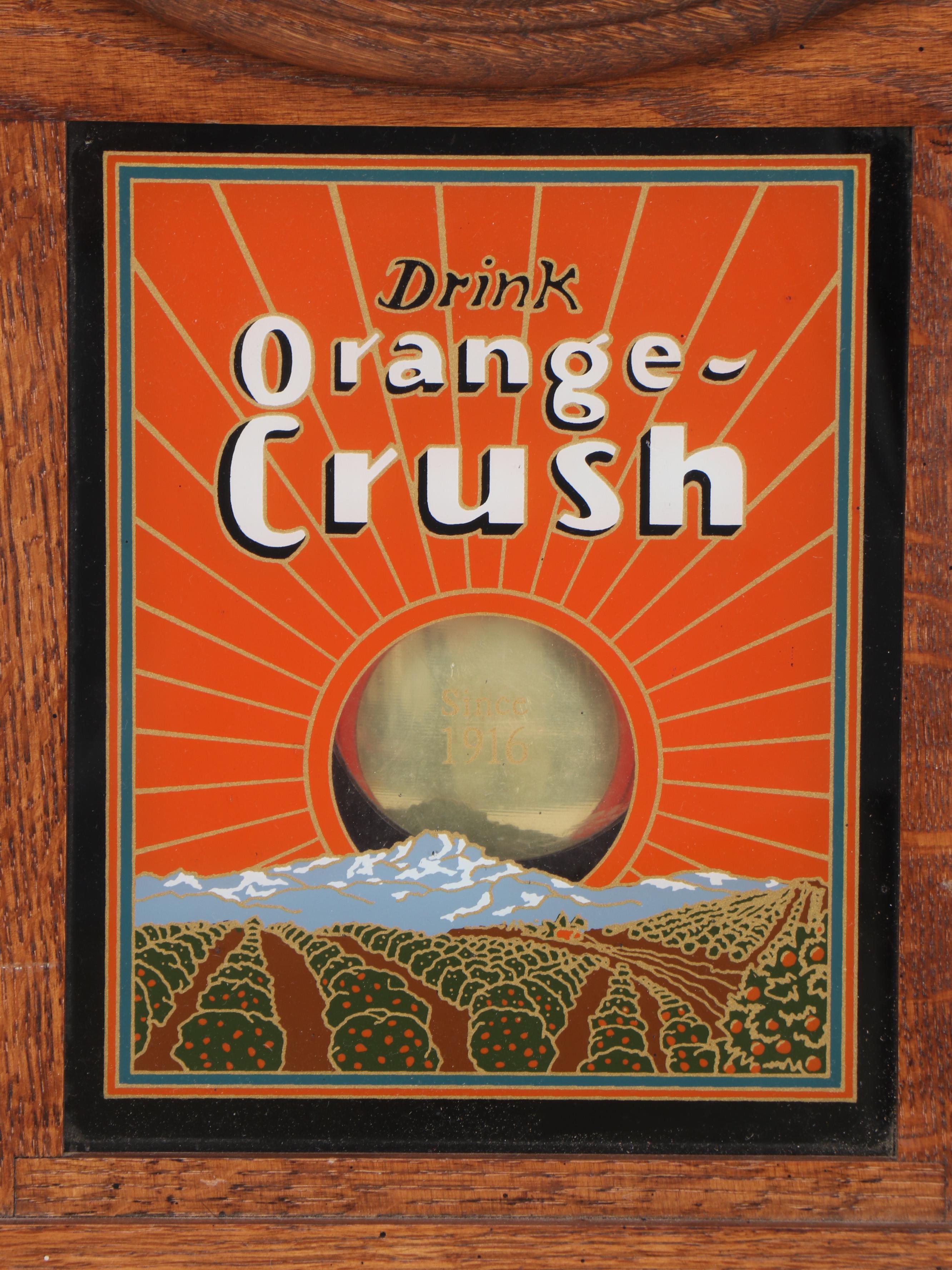 Wisconsin Clock Co. Oak and Glass Orange Crush Presentation Regulator Wall Clock