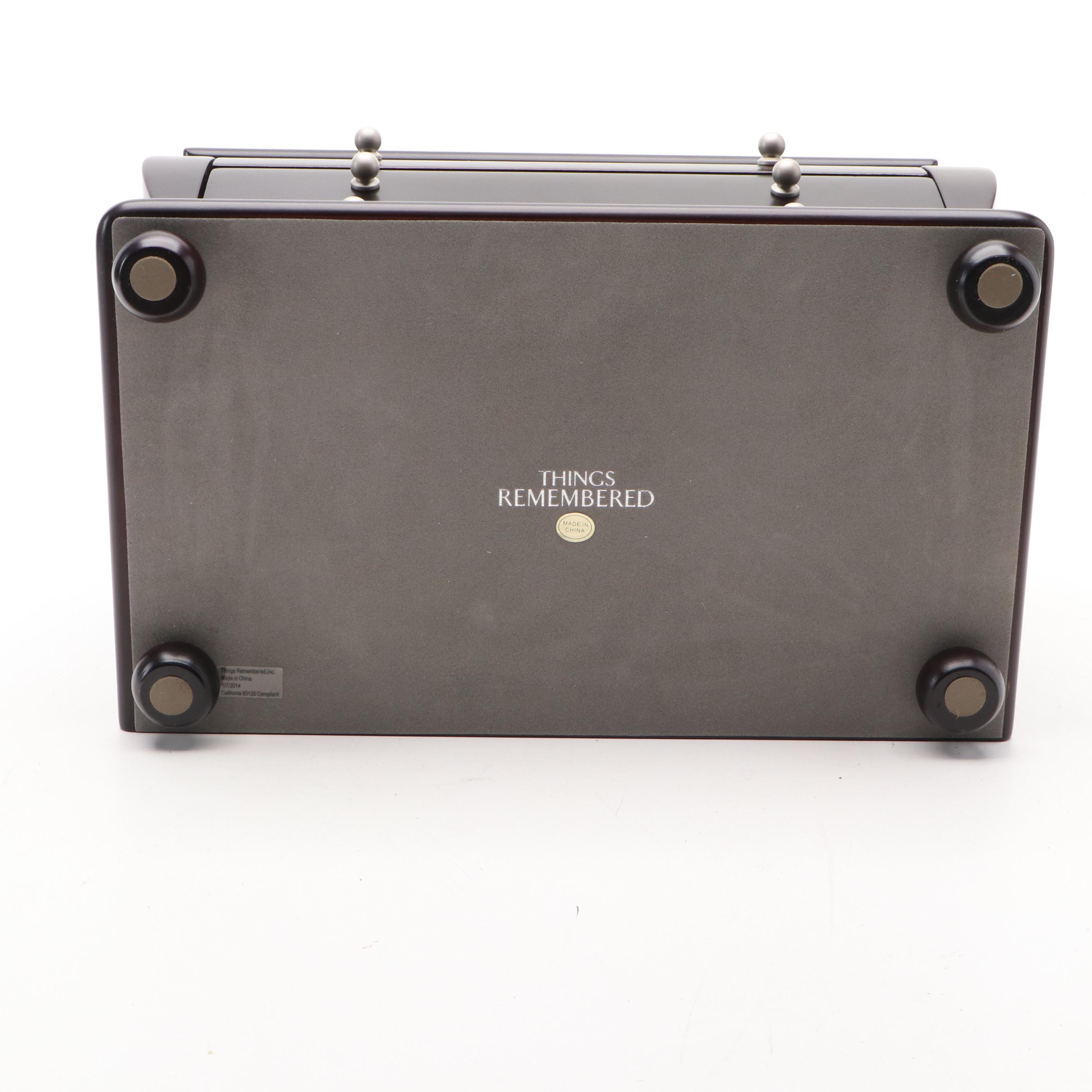 Things Remembered Satin Black Finish Bombé Wood Jewelry Chest