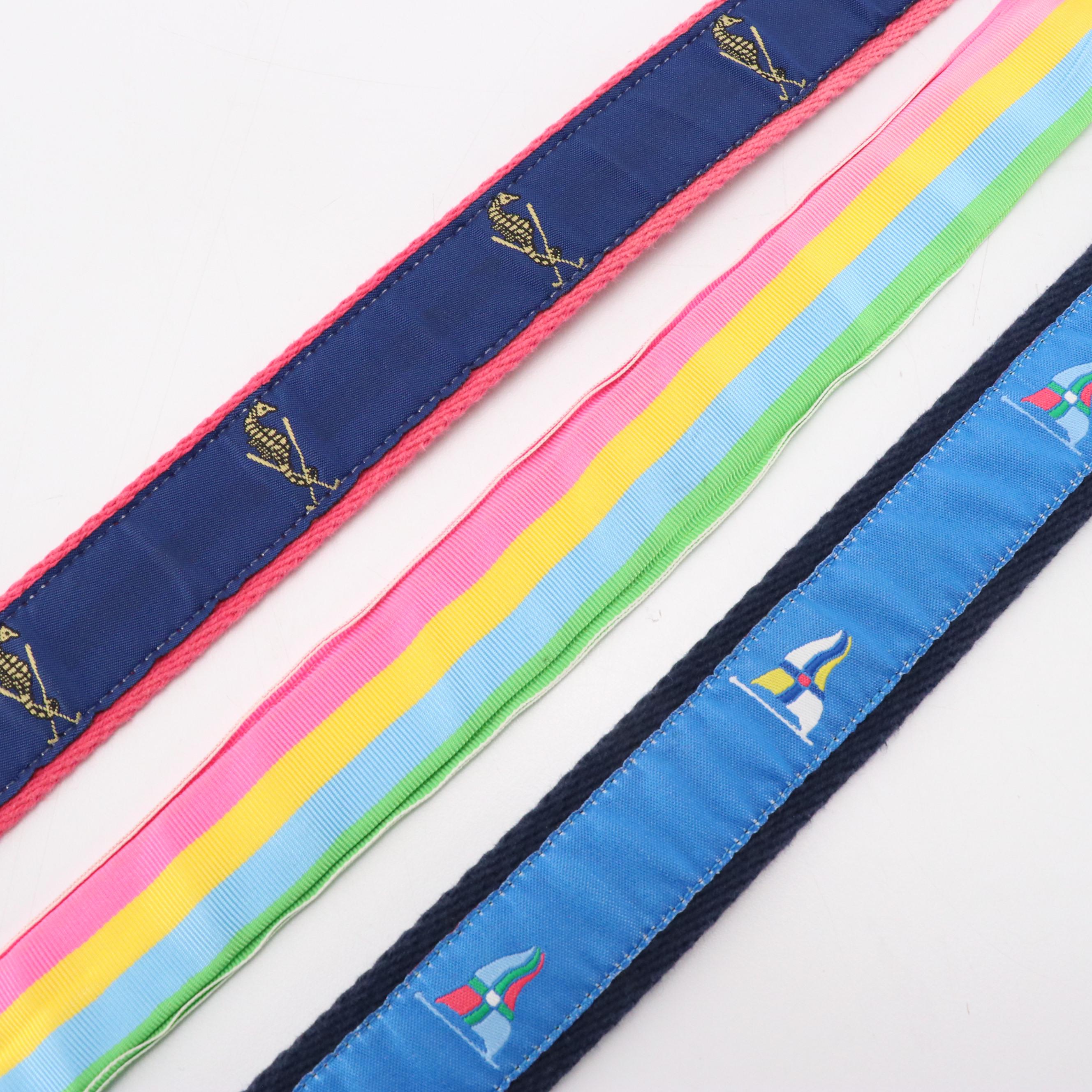 Terry Stack Green Leather Velcro Belt with Other Printed Cotton Belts