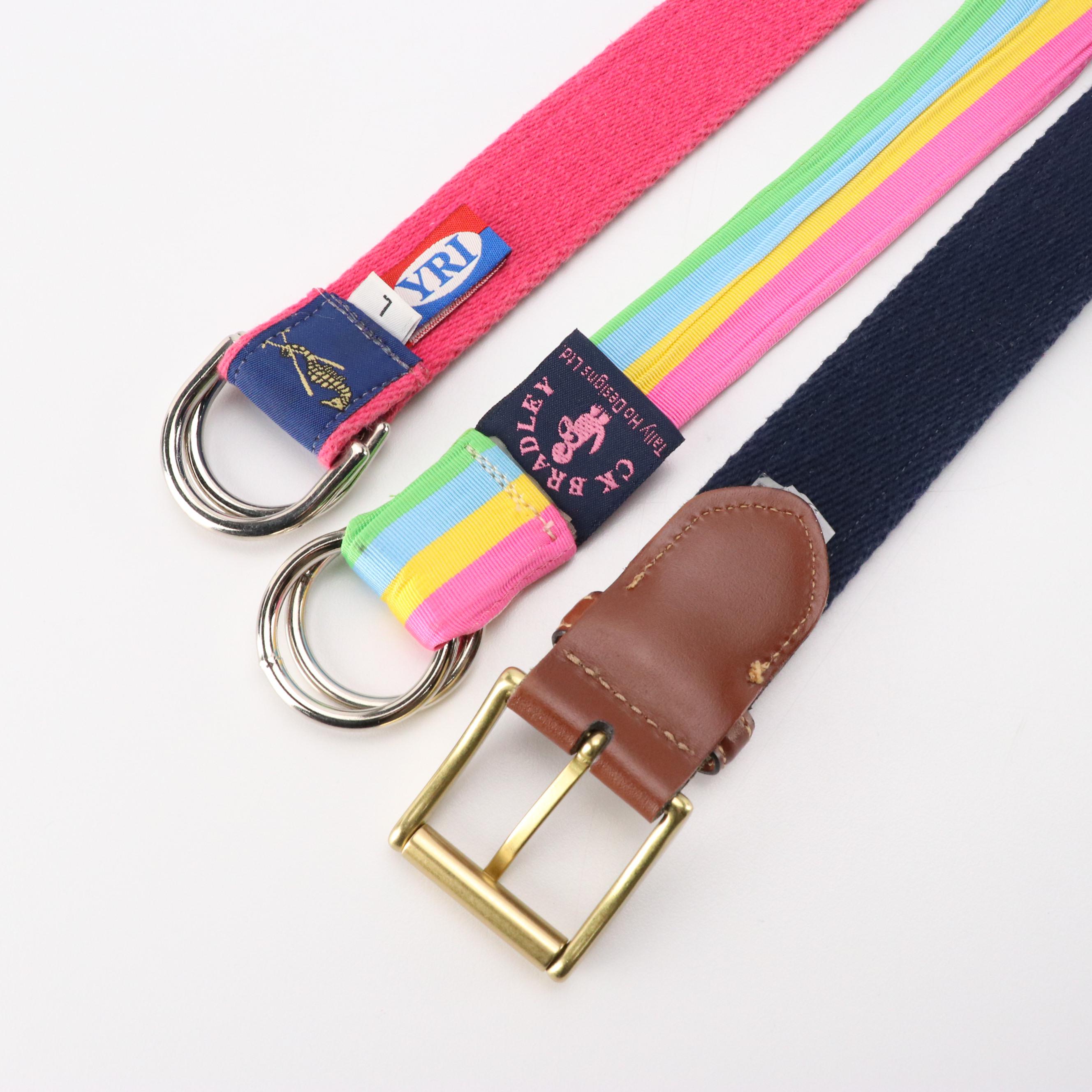 Terry Stack Green Leather Velcro Belt with Other Printed Cotton Belts