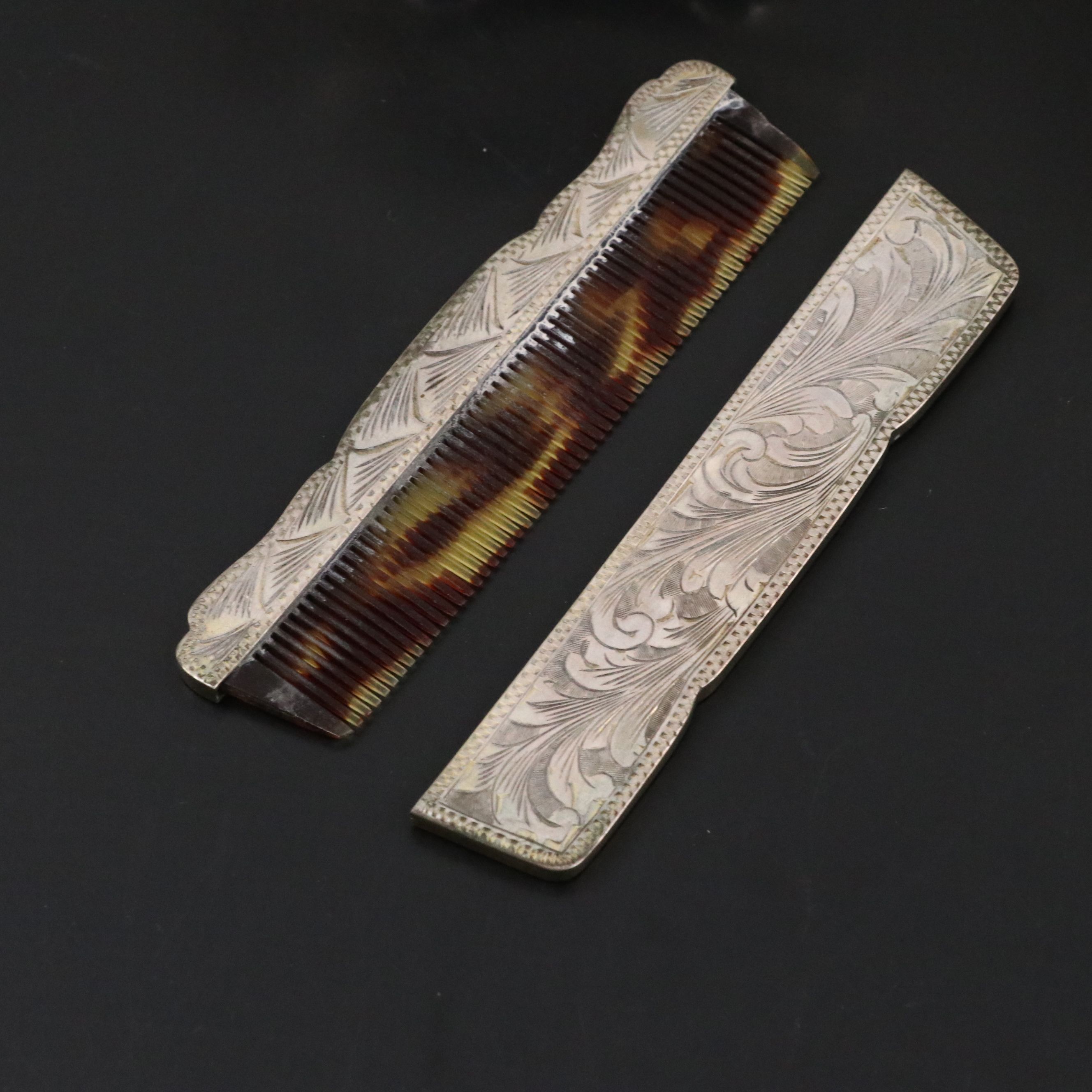 Maitland Smith Mother of Pearl Cavier Dish with 800 Silver Comb and Other Décor