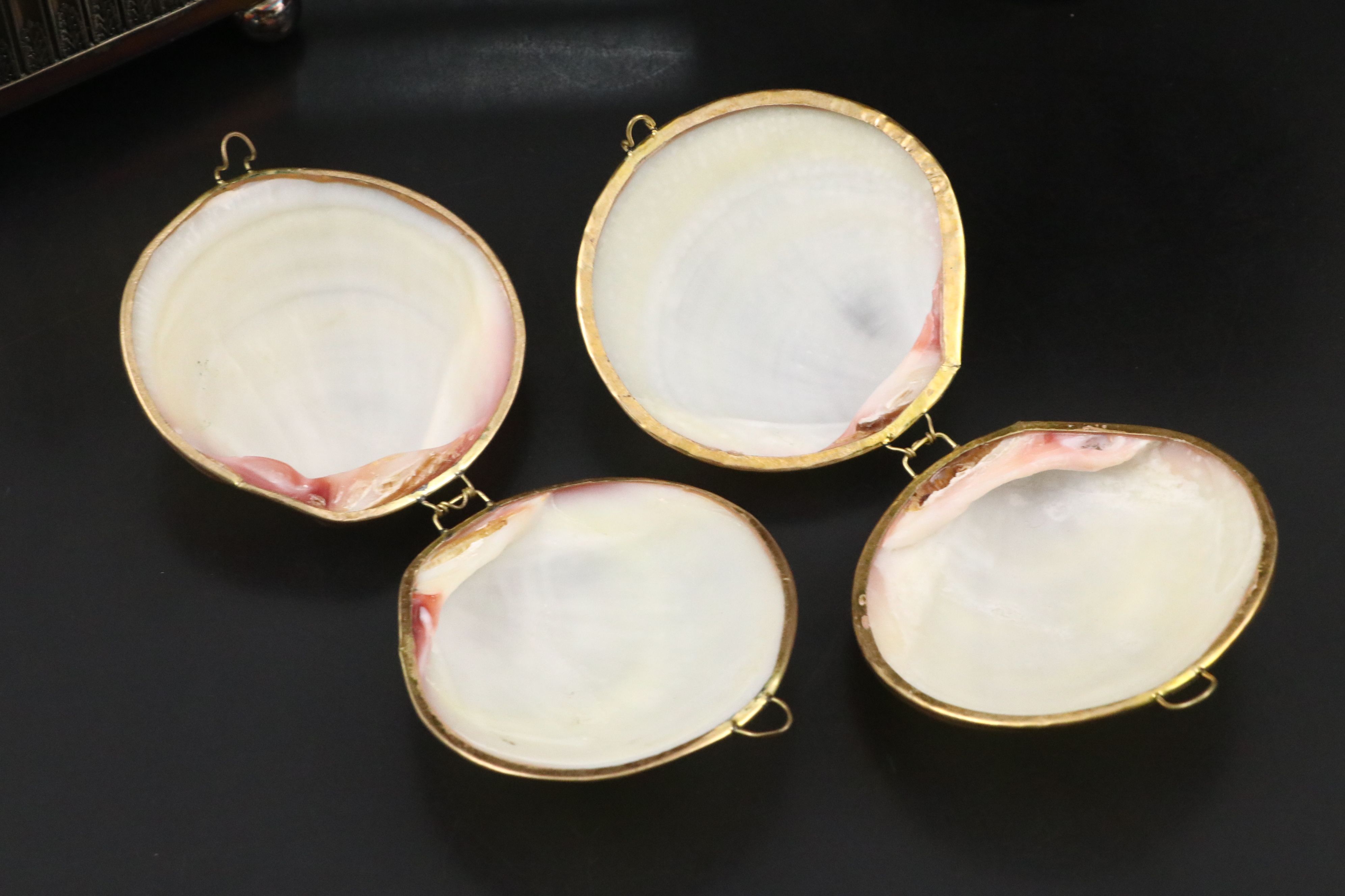 Maitland Smith Mother of Pearl Cavier Dish with 800 Silver Comb and Other Décor