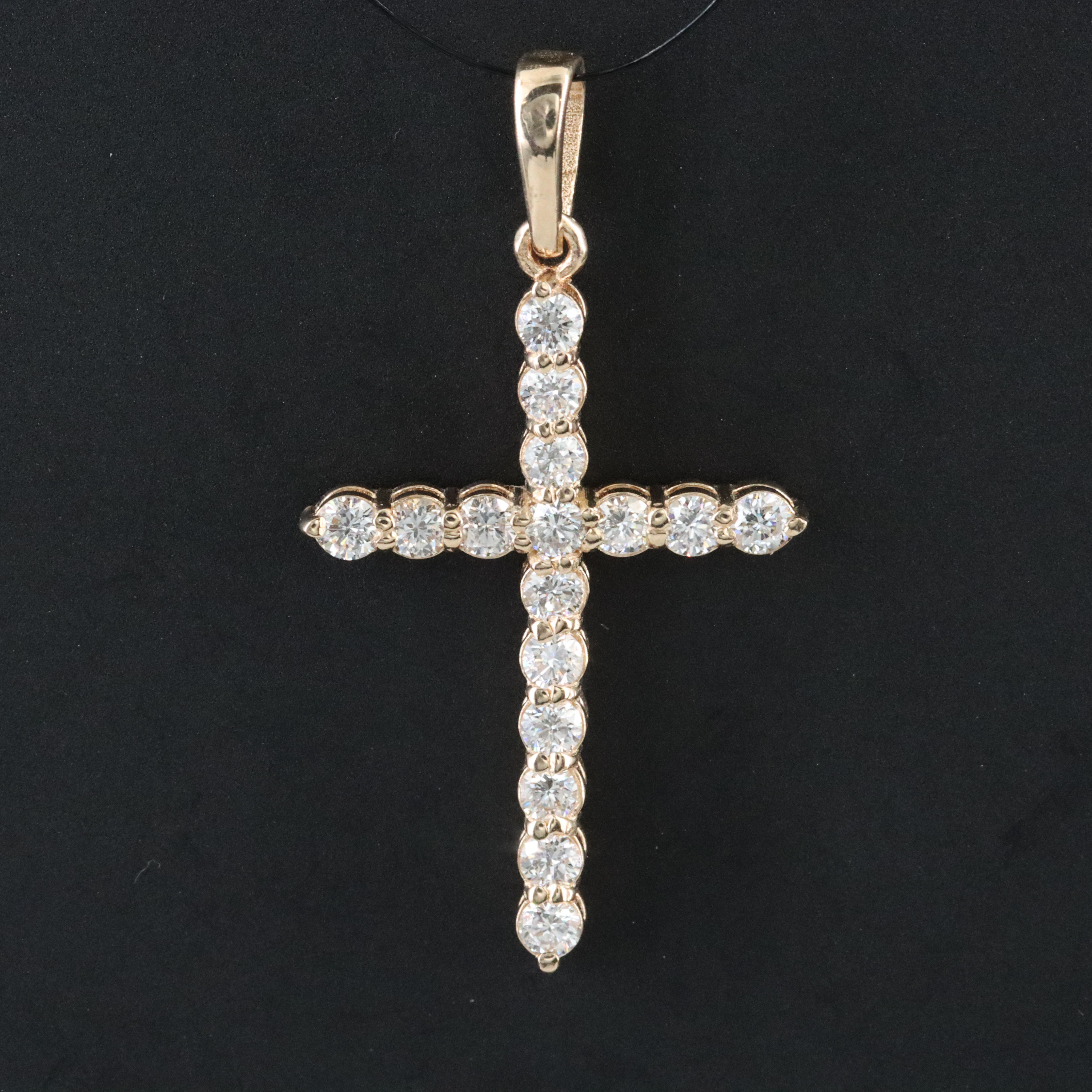 14K 0.64 CTW Lab Grown Diamond Cross Pendant