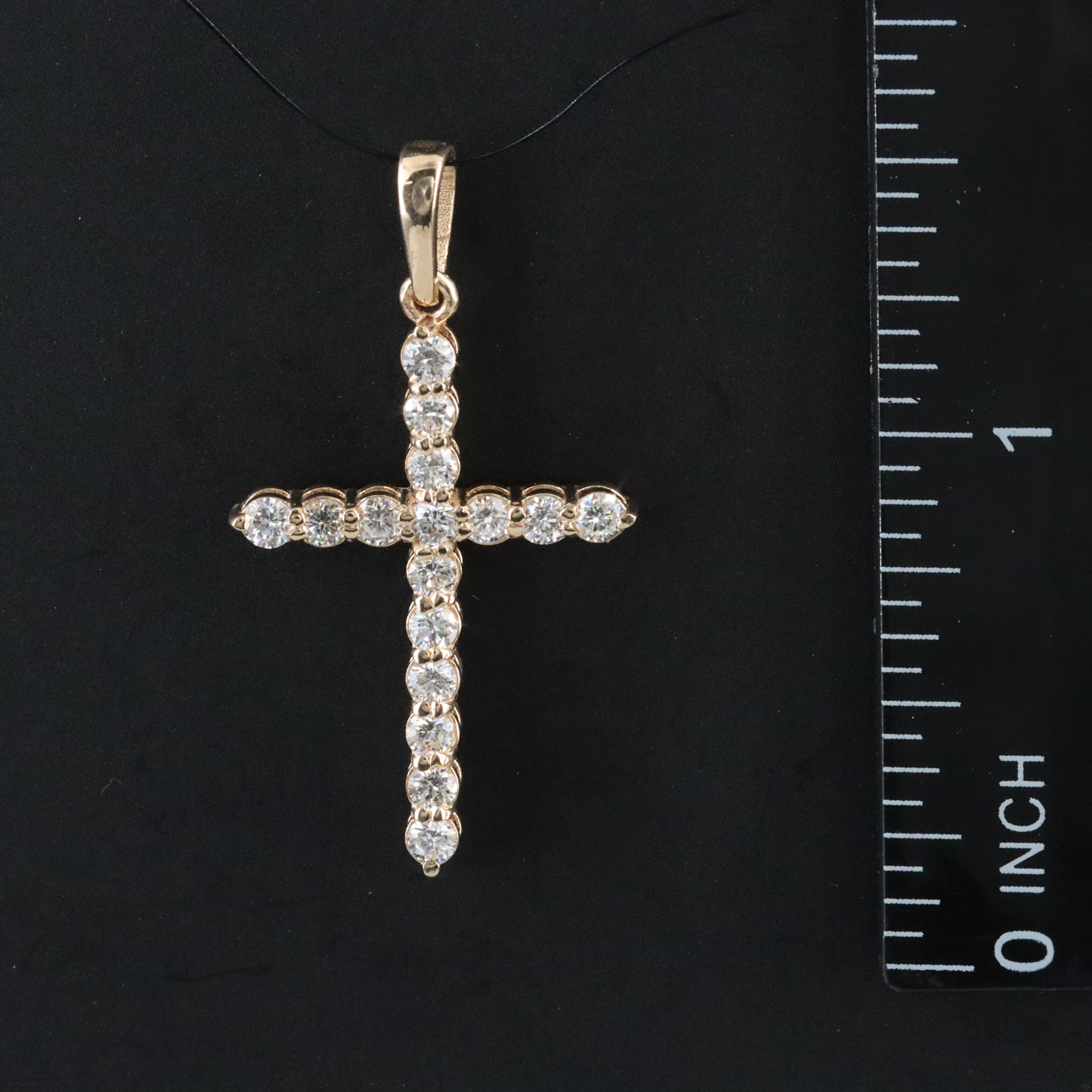 14K 0.64 CTW Lab Grown Diamond Cross Pendant