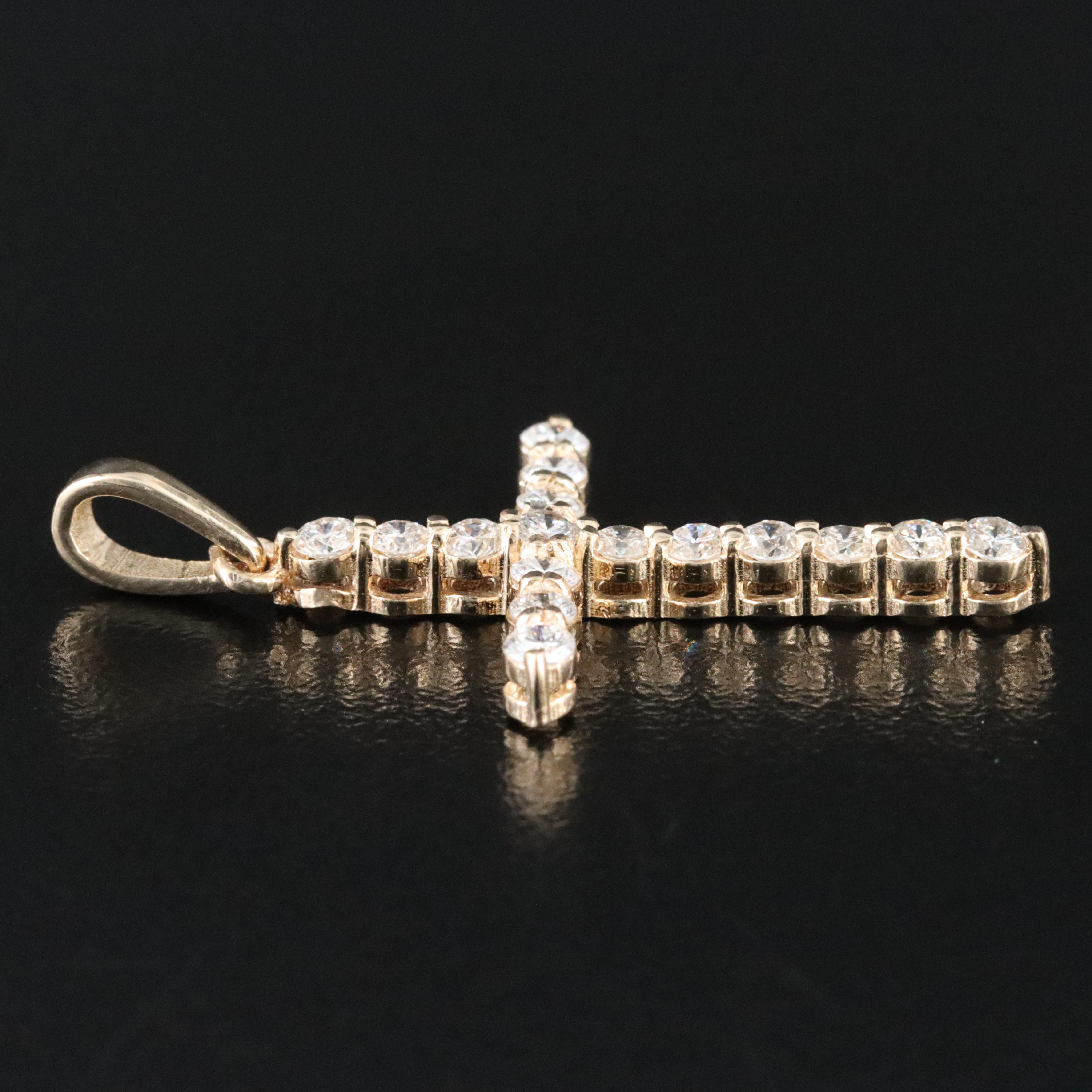 14K 0.64 CTW Lab Grown Diamond Cross Pendant