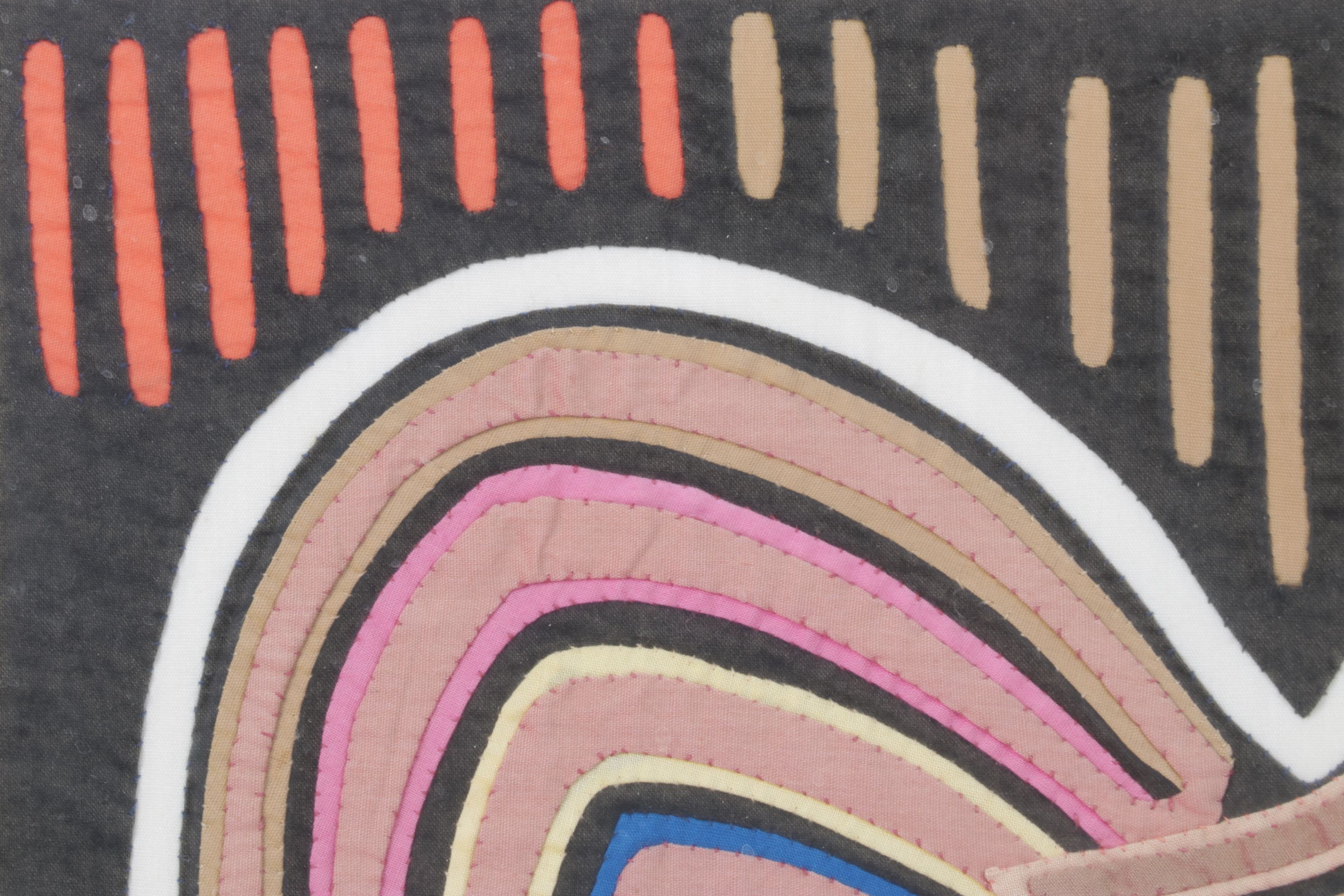 Hand Stitched South-American Mola Textile Folk Art Depicting Rooster & Bird