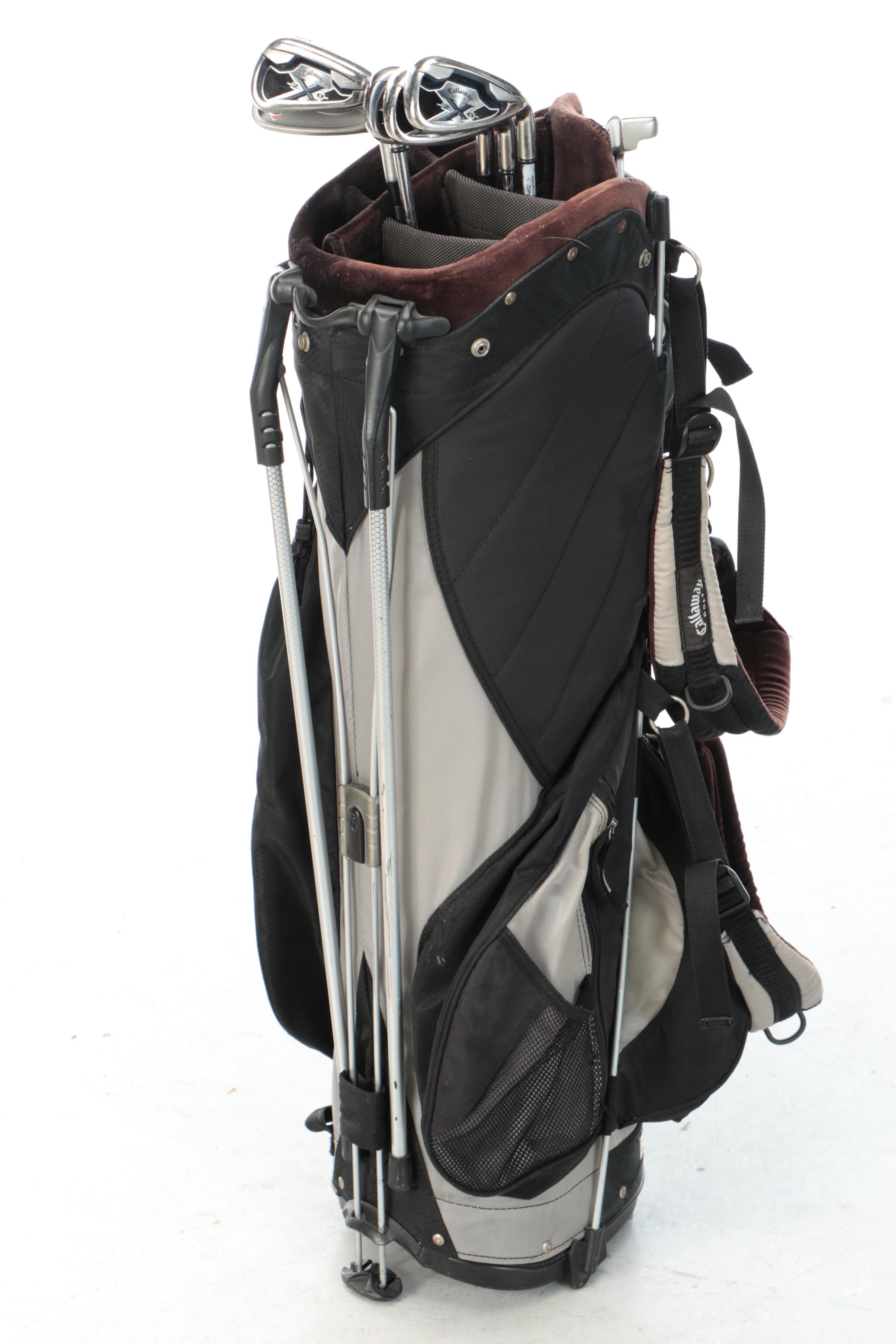 Callaway Golfing Irons With Big Bertha Standing Golf Bag