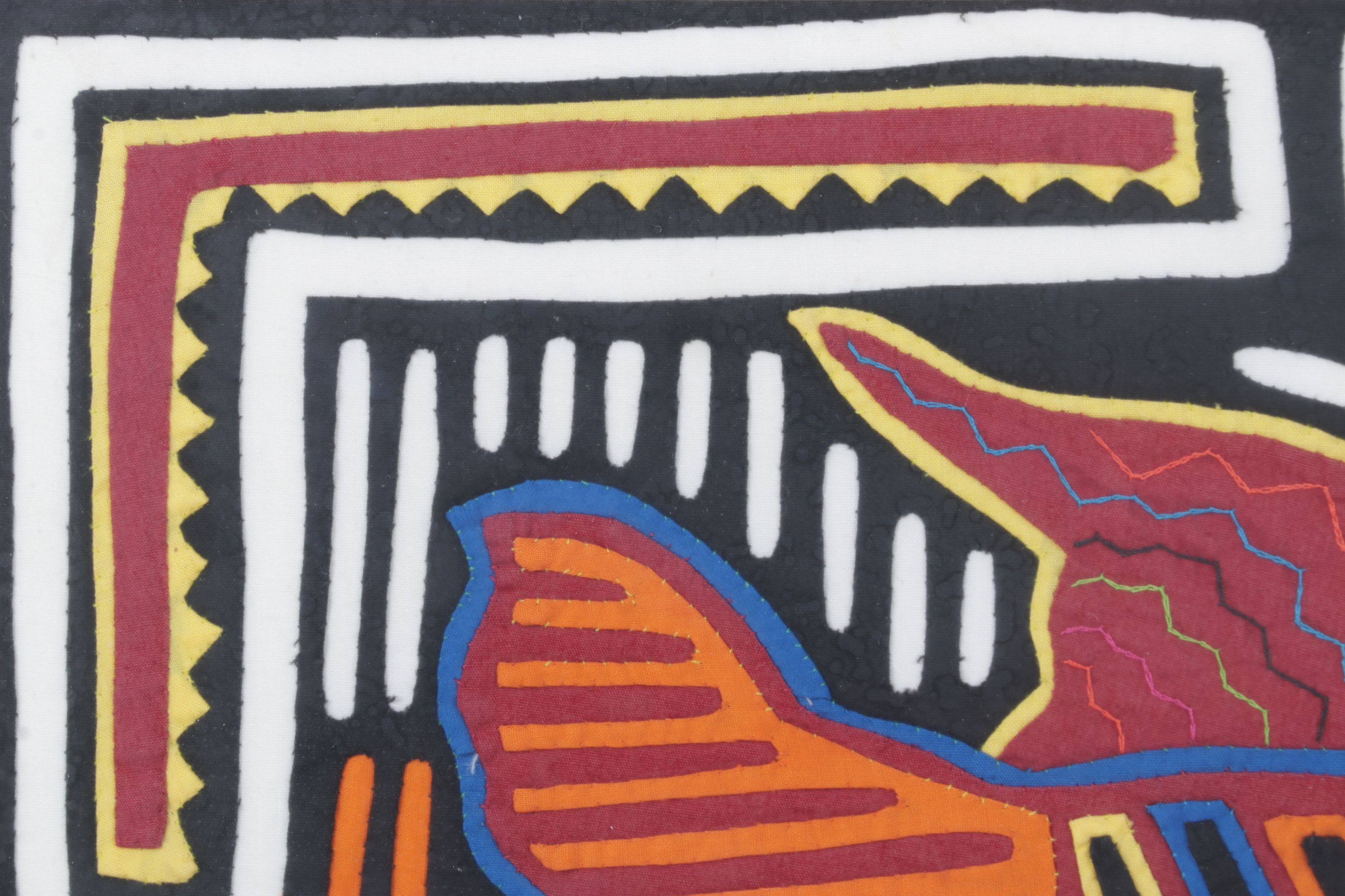 Hand Stitched South-American Mola Textile Folk Art Depicting Fish