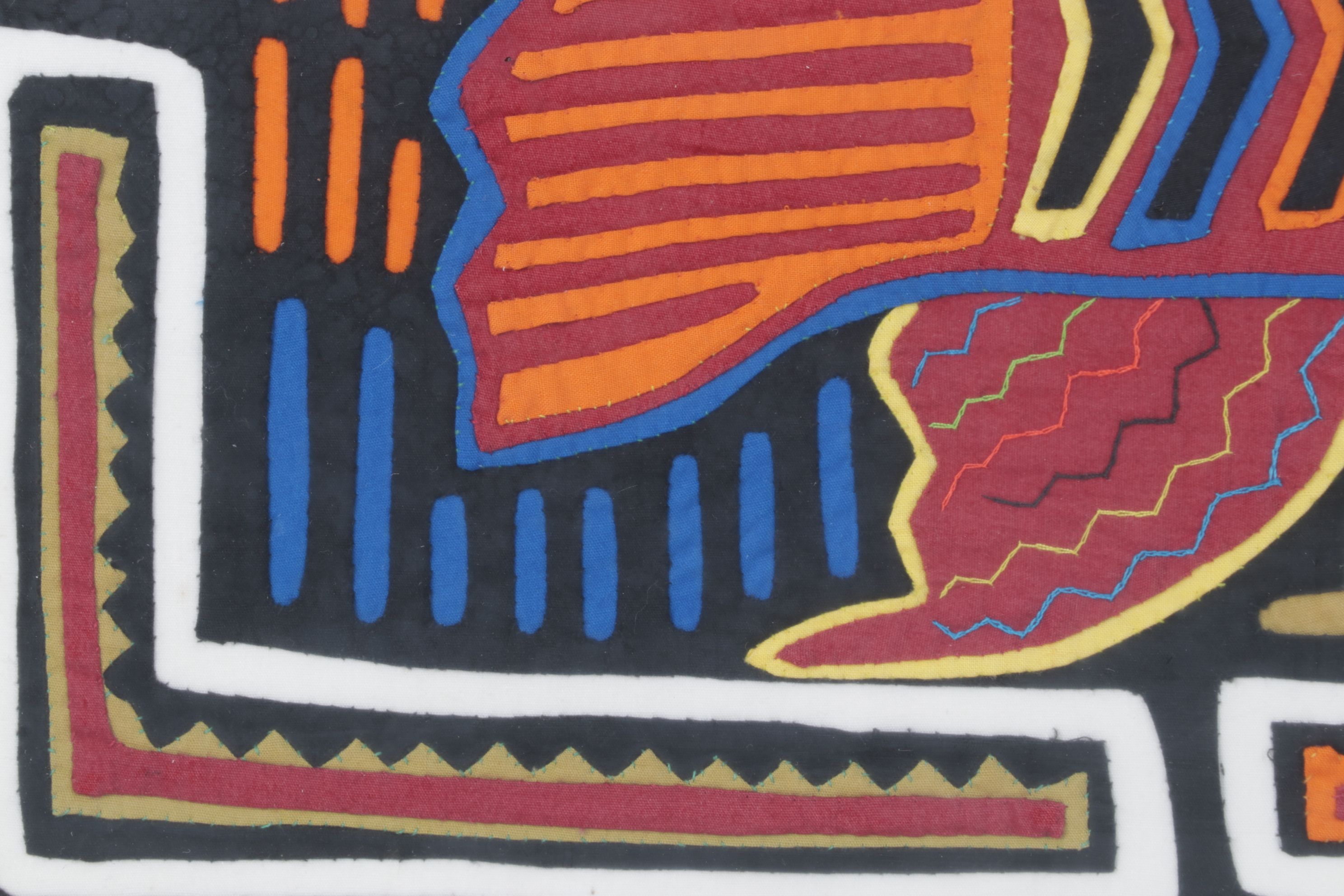 Hand Stitched South-American Mola Textile Folk Art Depicting Fish