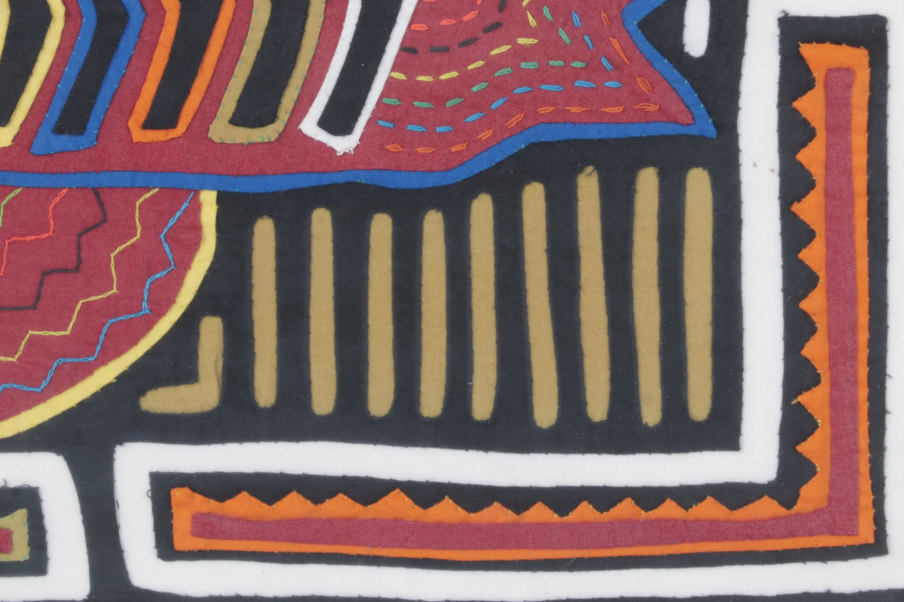 Hand Stitched South-American Mola Textile Folk Art Depicting Fish