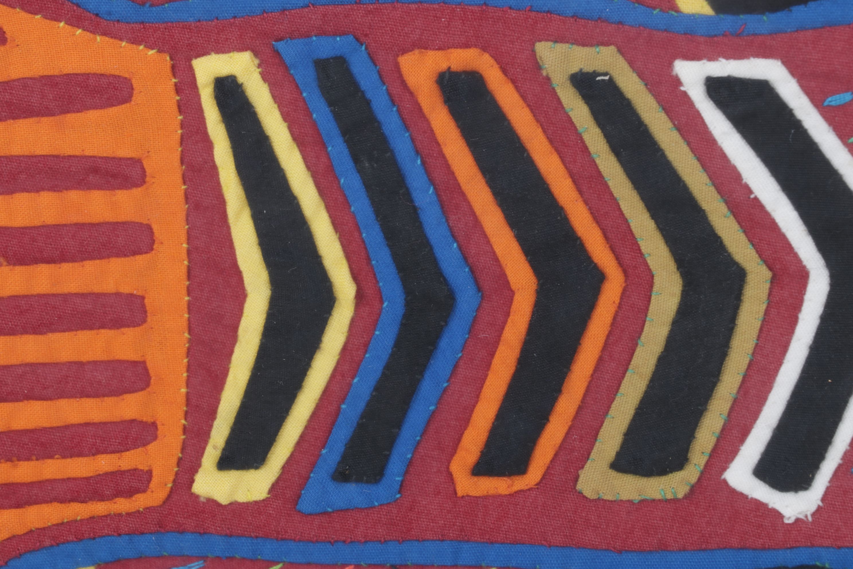 Hand Stitched South-American Mola Textile Folk Art Depicting Fish