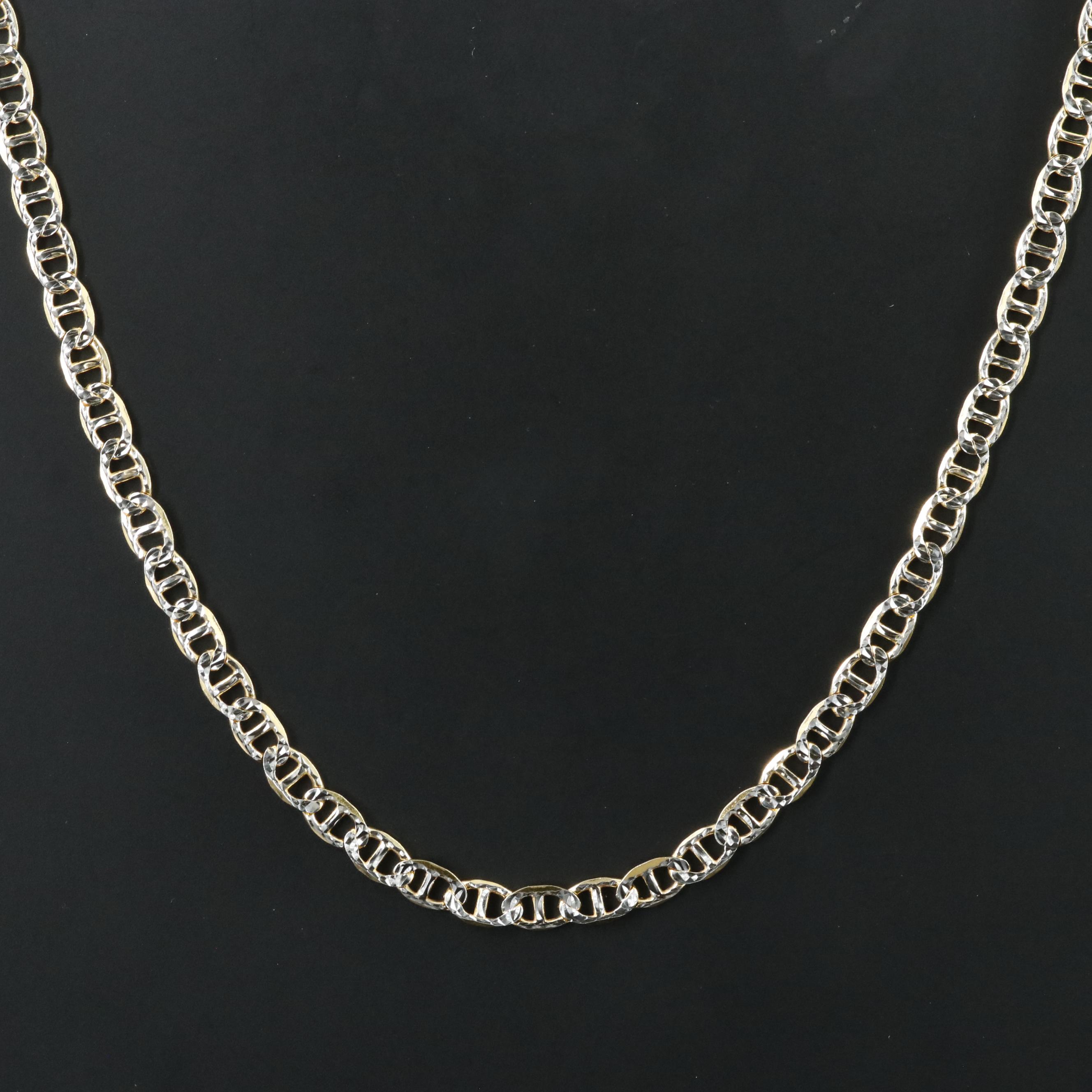 Sterling Two-Tone Mariner Chain Necklace