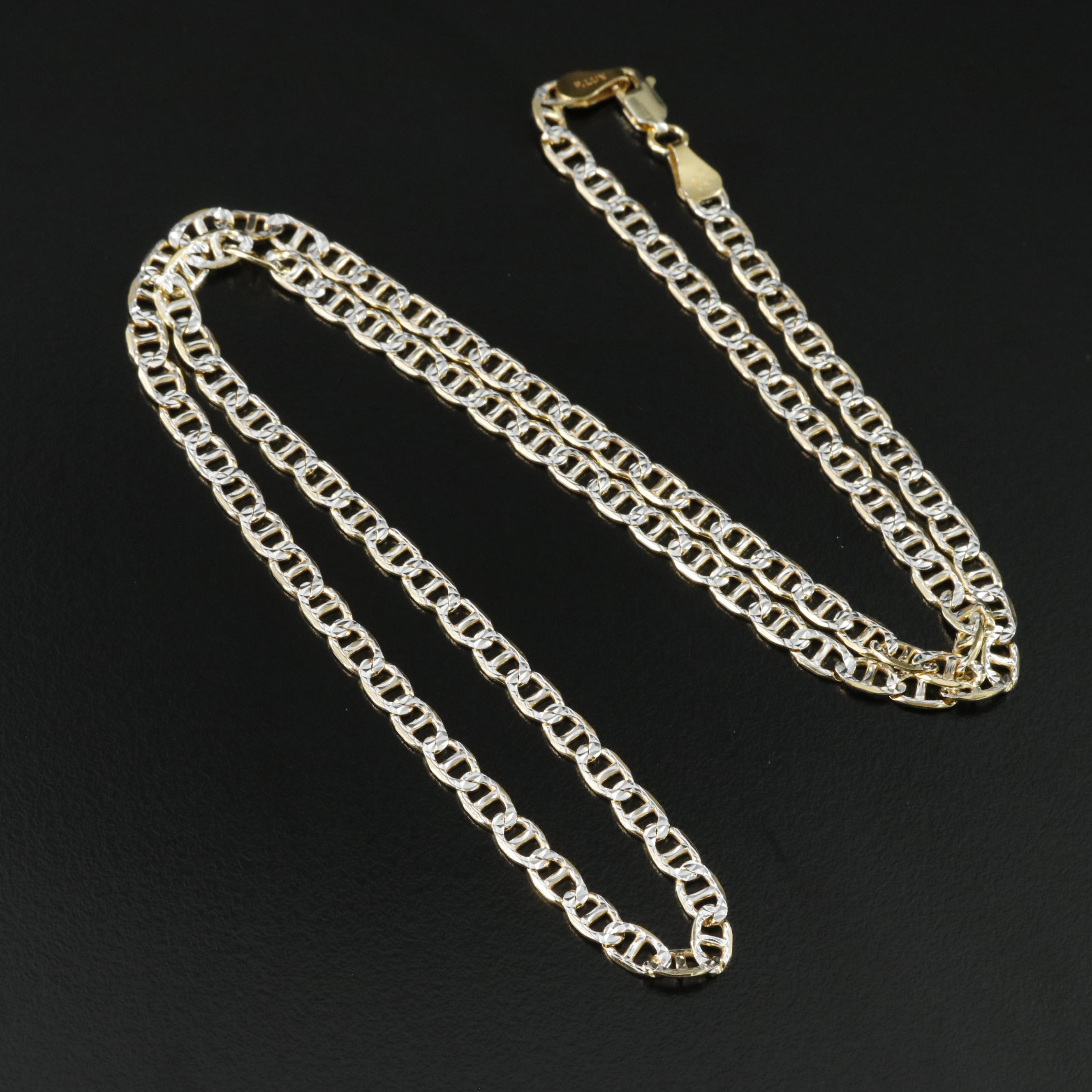 Sterling Two-Tone Mariner Chain Necklace