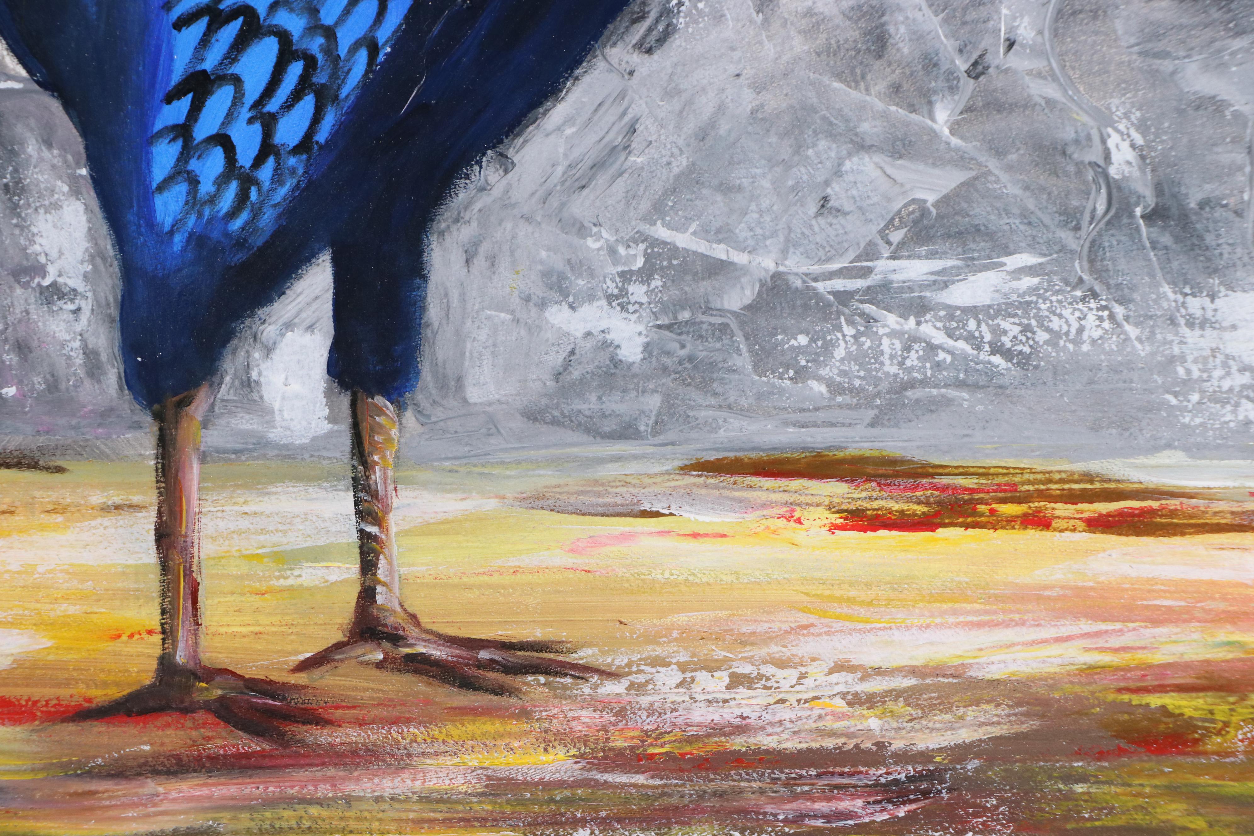 Bayo Ogundele Stylized Floral Oil Painting of a Rooster, 2025