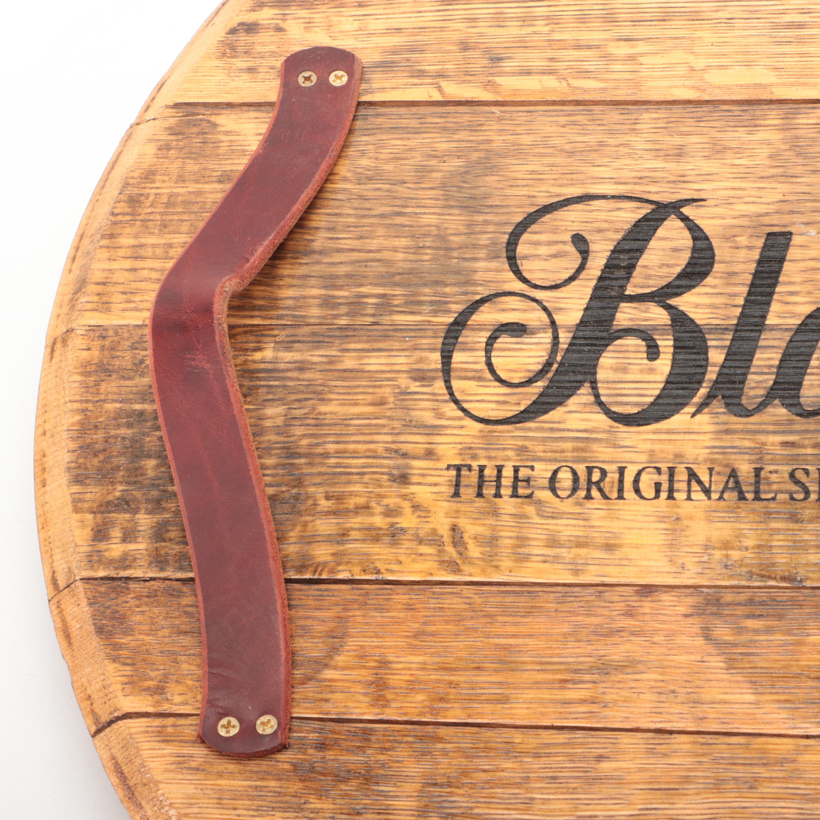 Blanton's Bourbon Barrel Top Serving Tray with Leather Handles