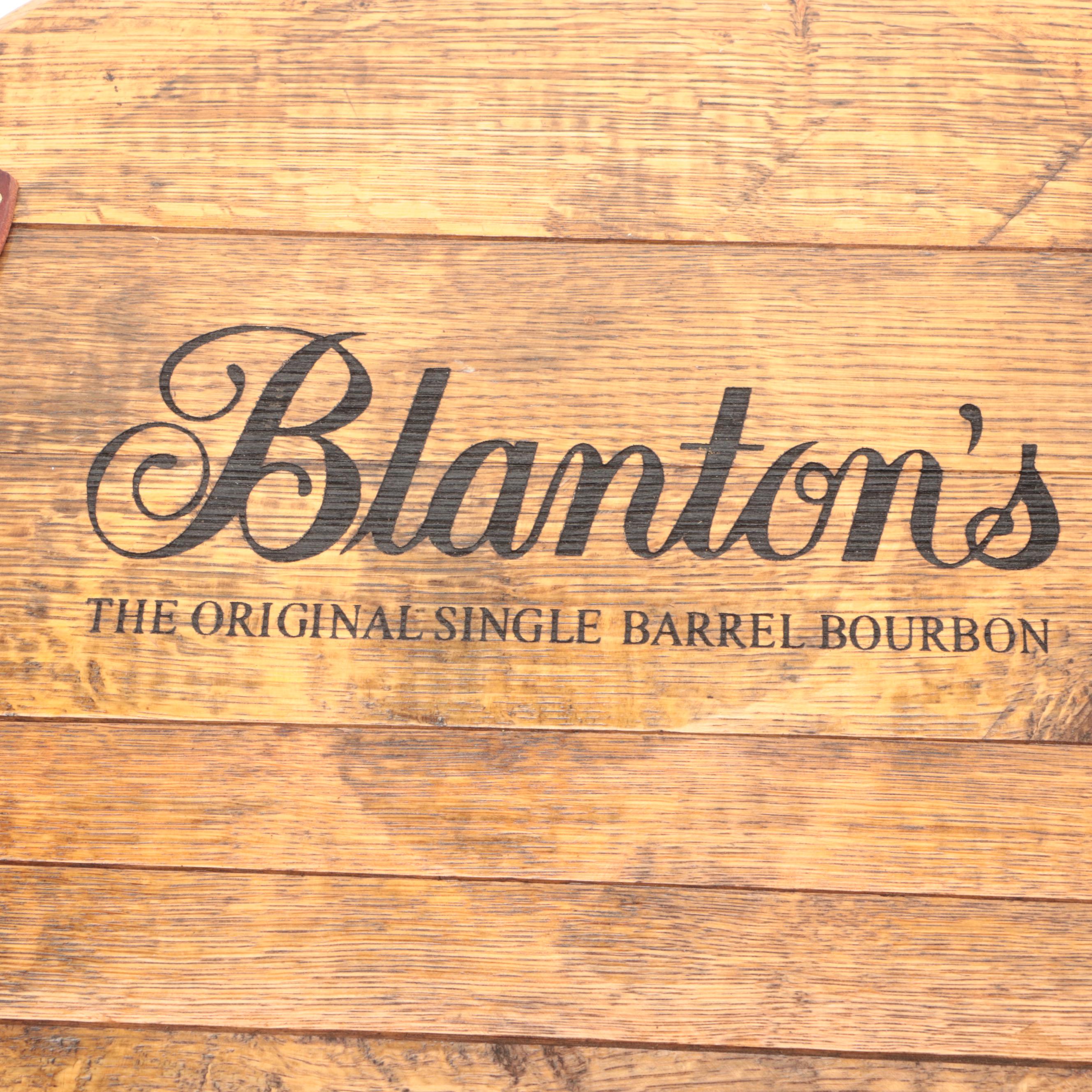 Blanton's Bourbon Barrel Top Serving Tray with Leather Handles