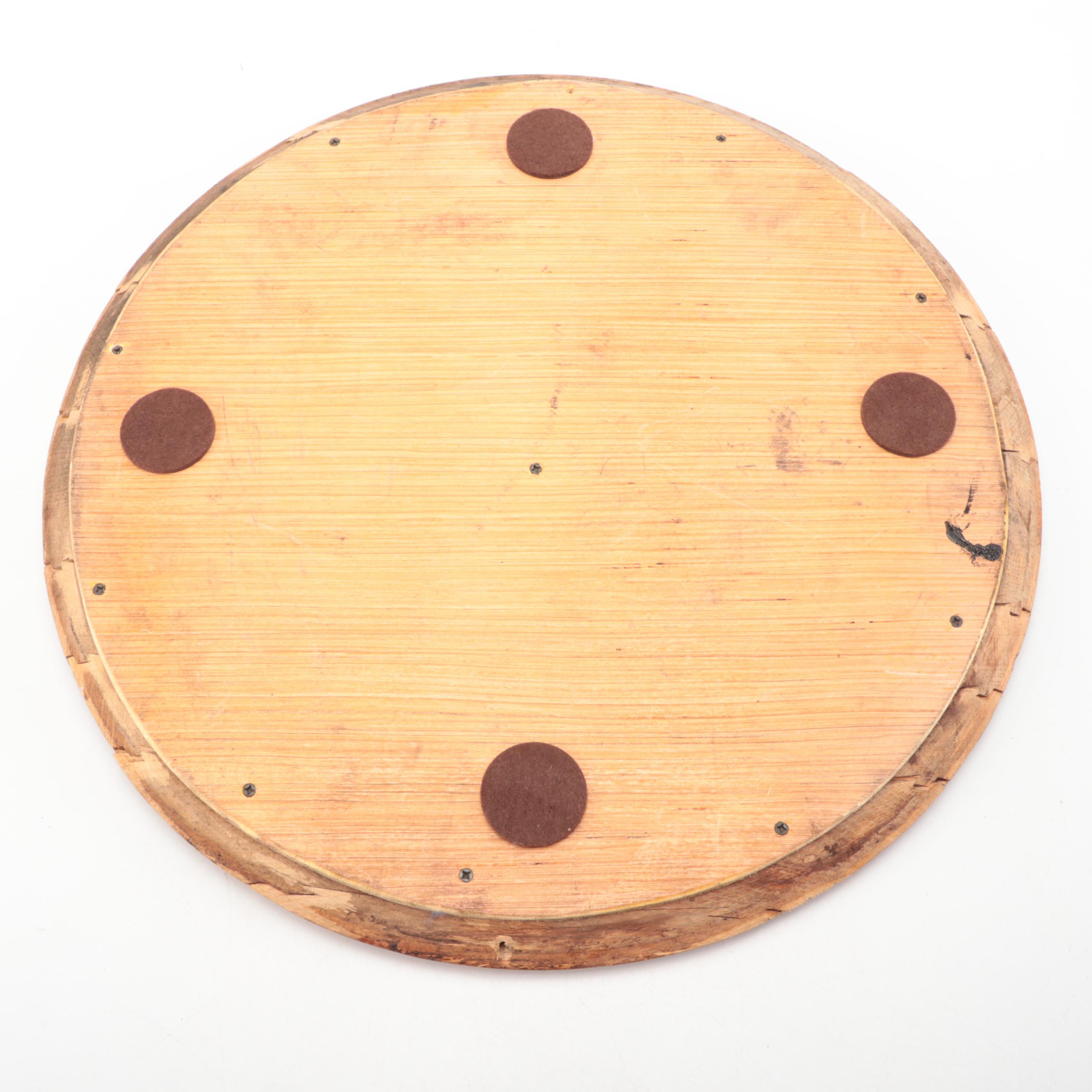 Blanton's Bourbon Barrel Top Serving Tray with Leather Handles