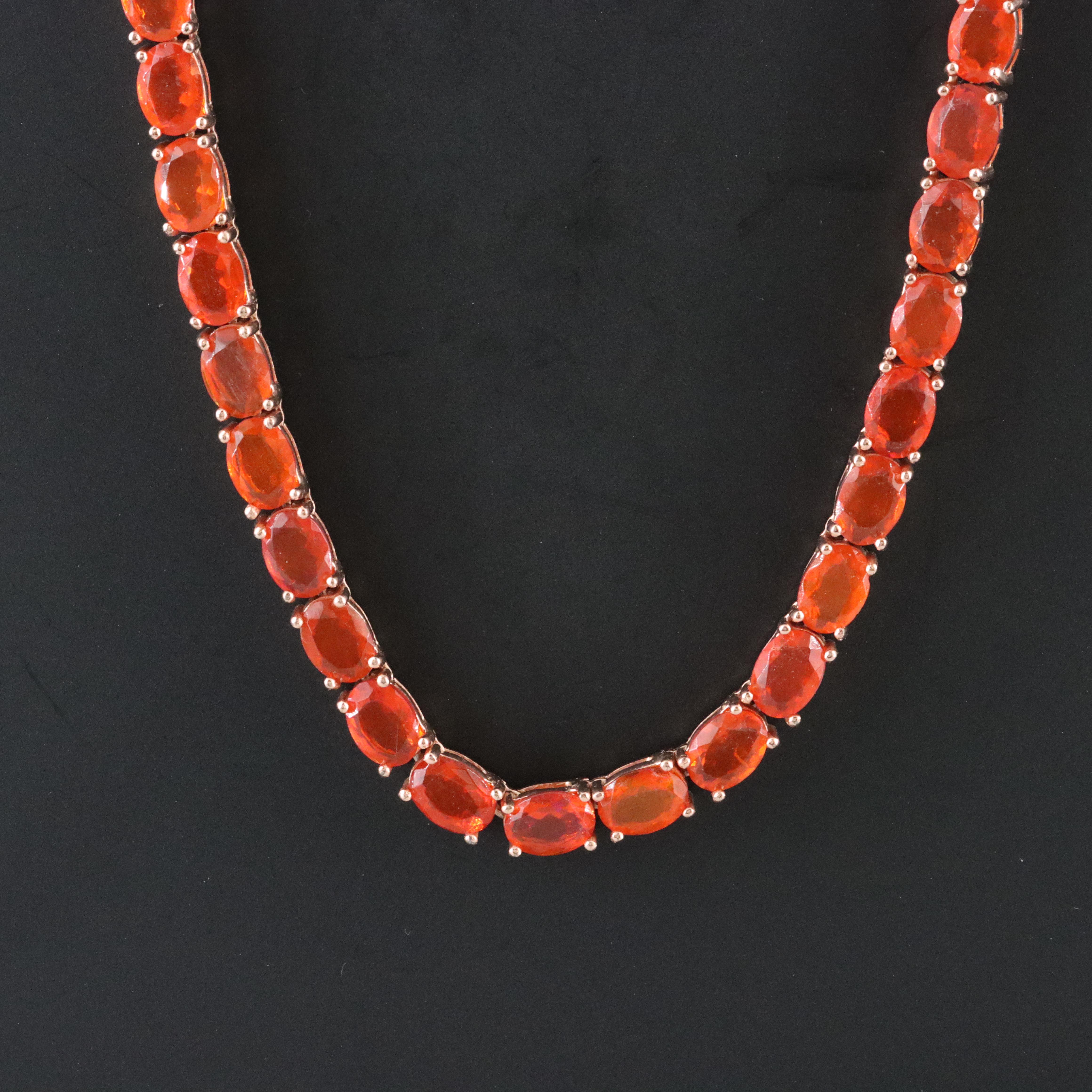 Sterling Fire Opal Necklace