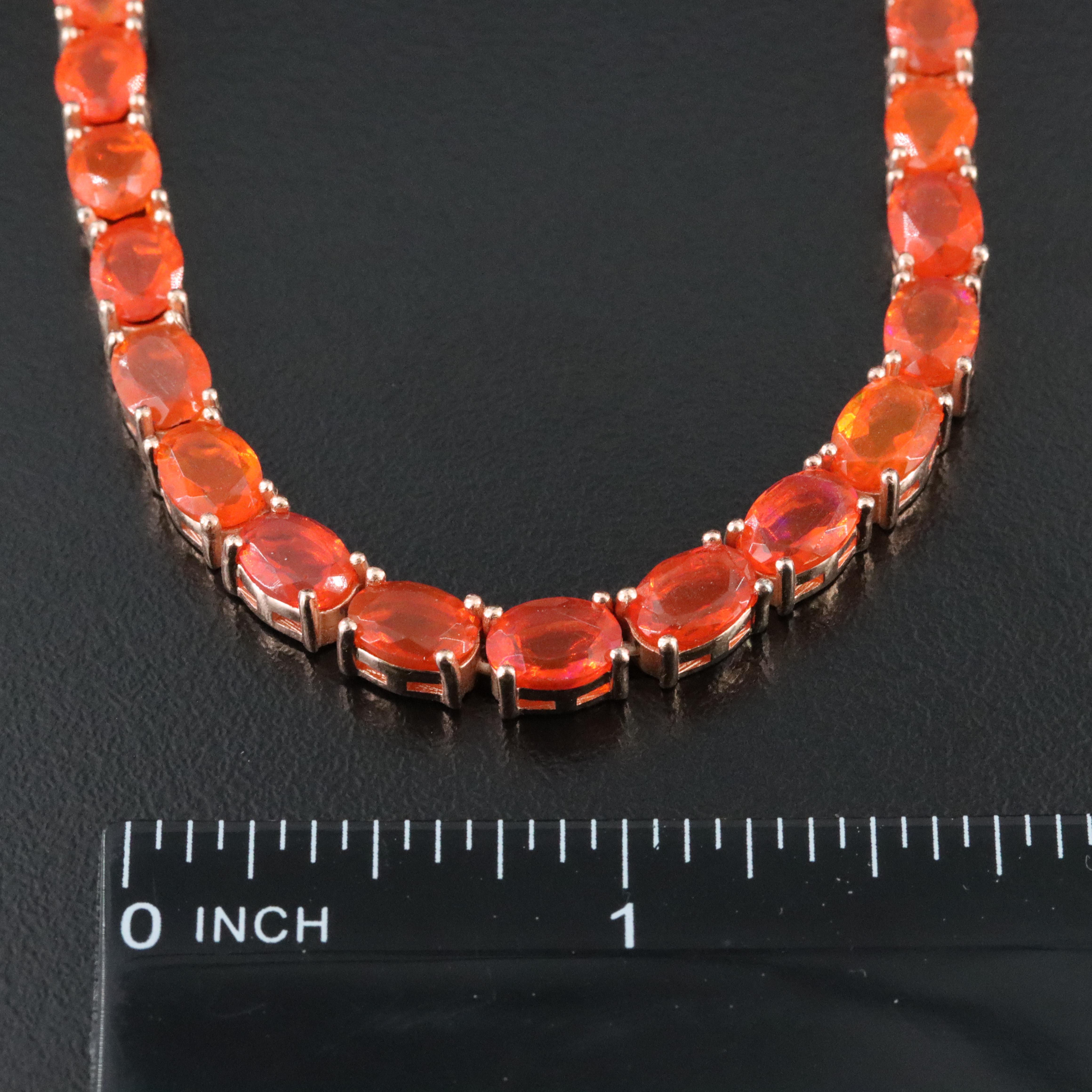 Sterling Fire Opal Necklace