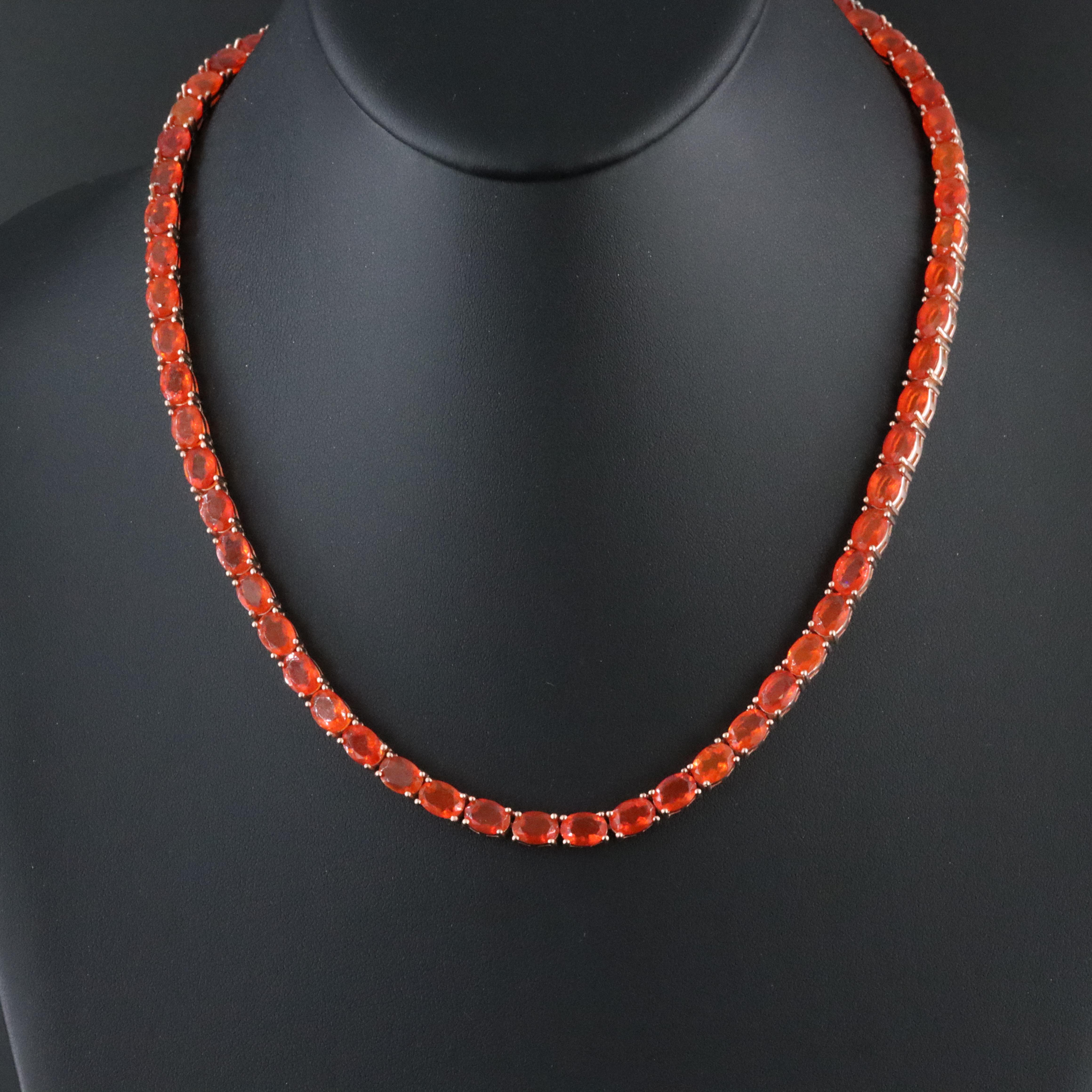 Sterling Fire Opal Necklace