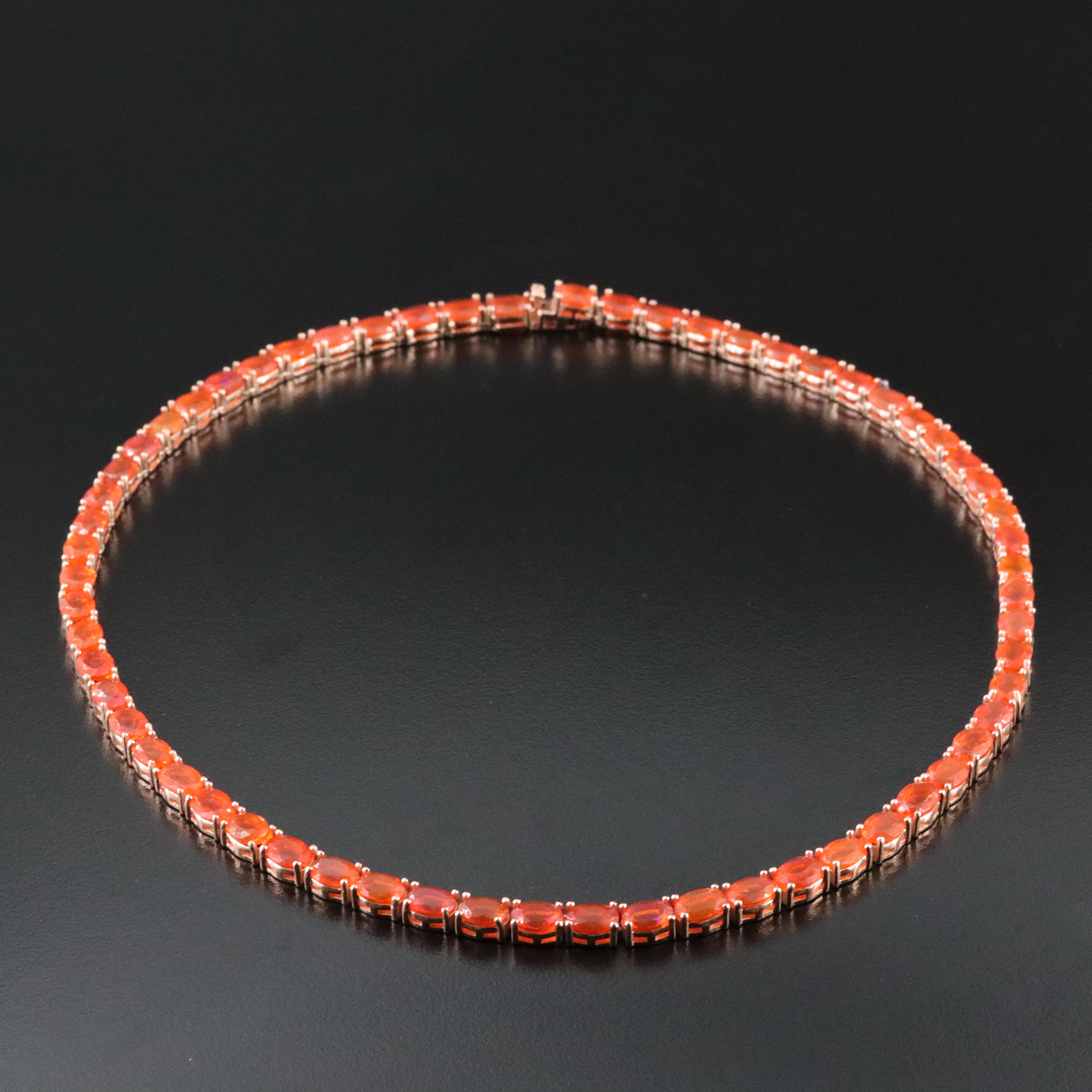 Sterling Fire Opal Necklace