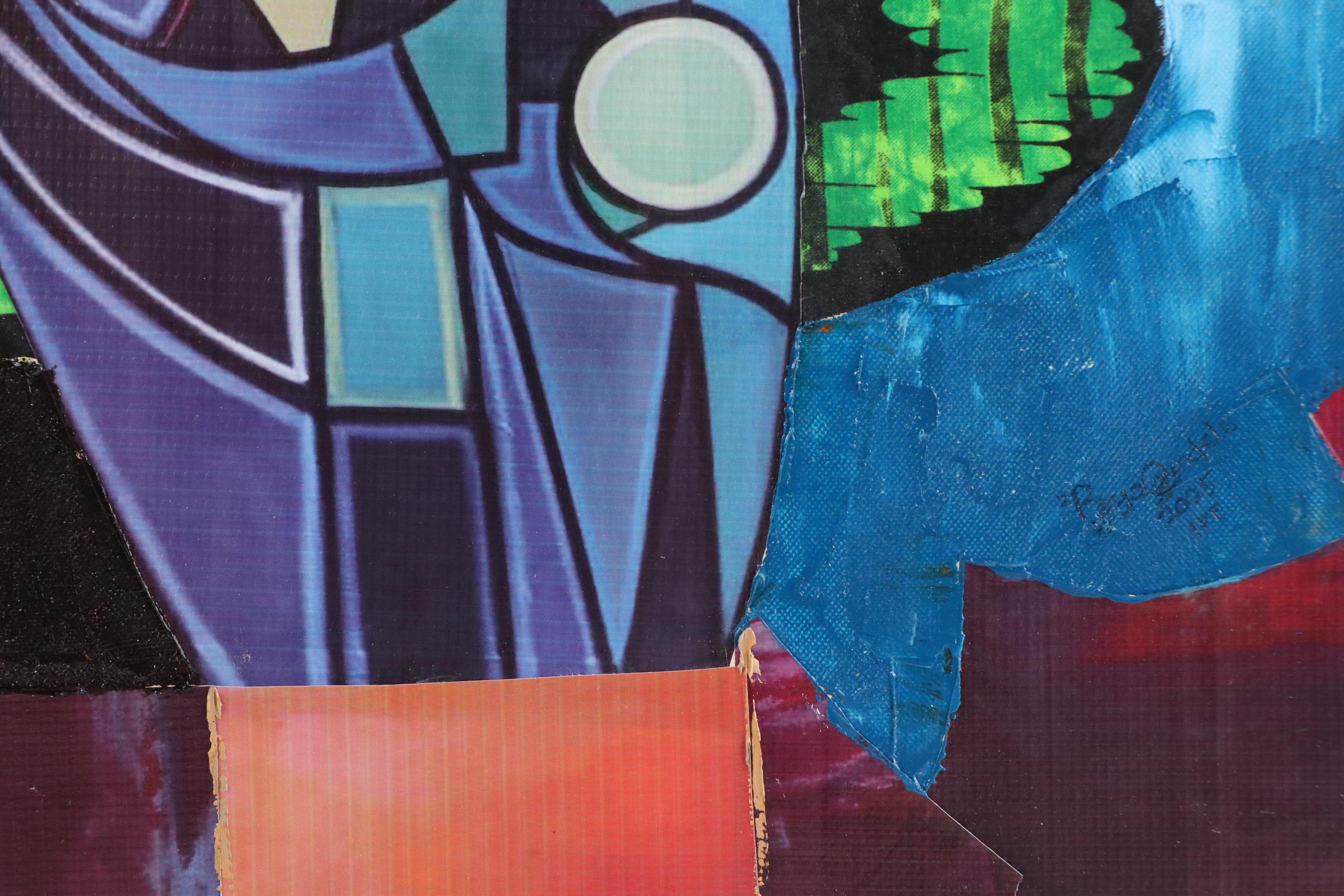 Bayo Ogundele Mixed Media Collage of Peacock, 2025