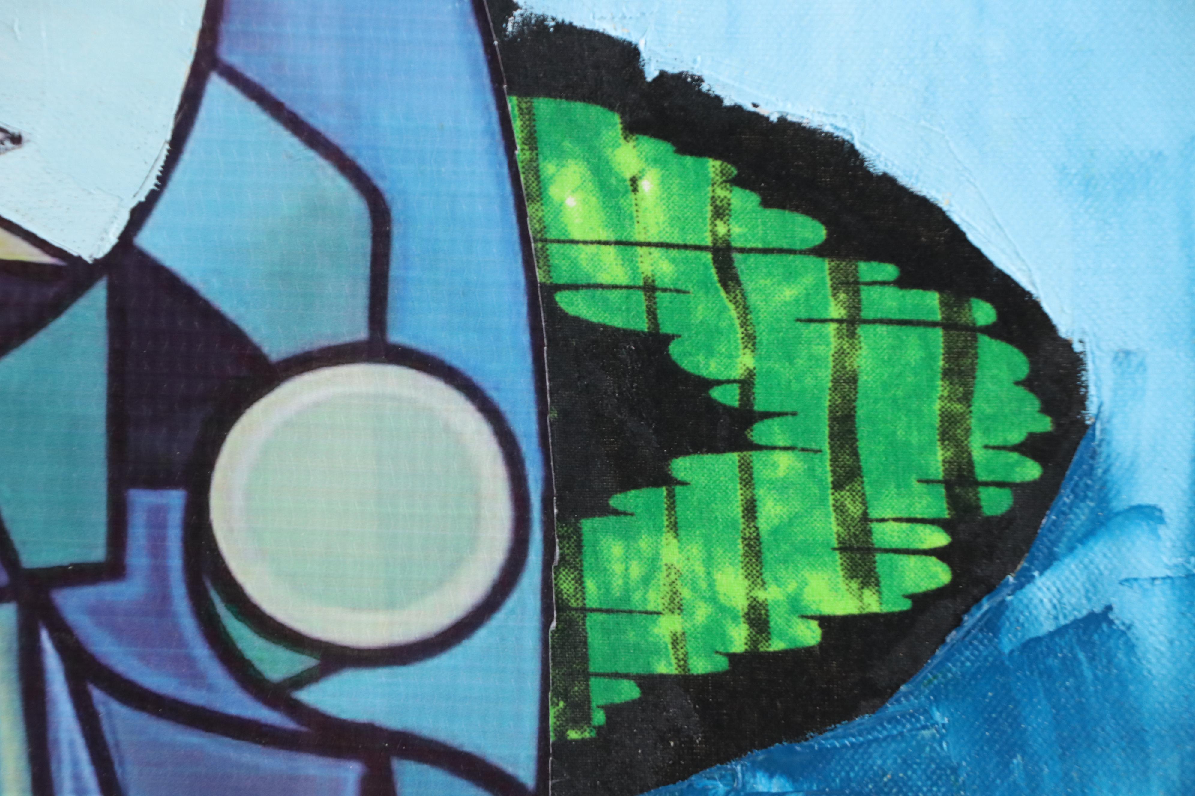 Bayo Ogundele Mixed Media Collage of Peacock, 2025