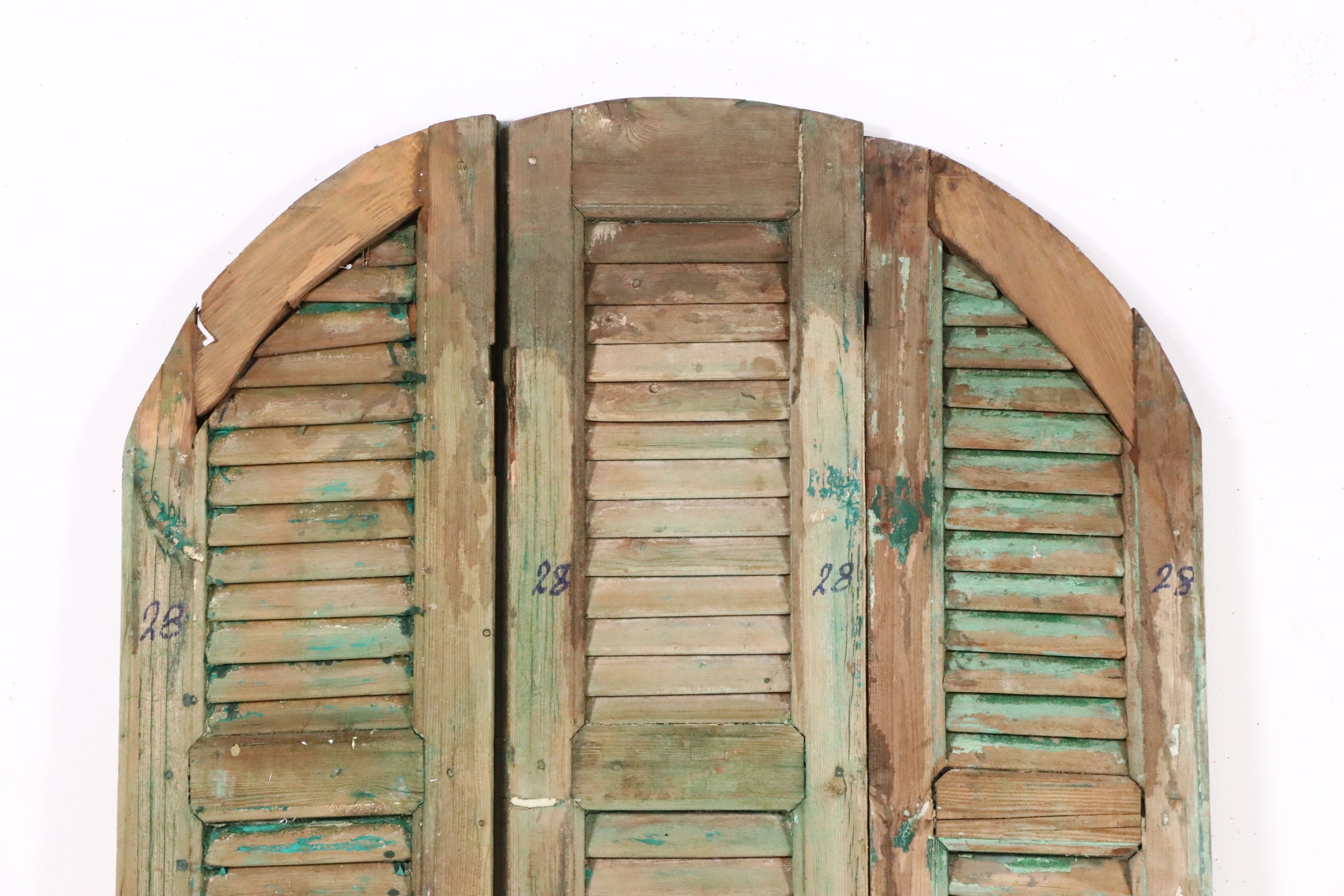 Architectural Salvage Three-Panel Louvered Door Screen