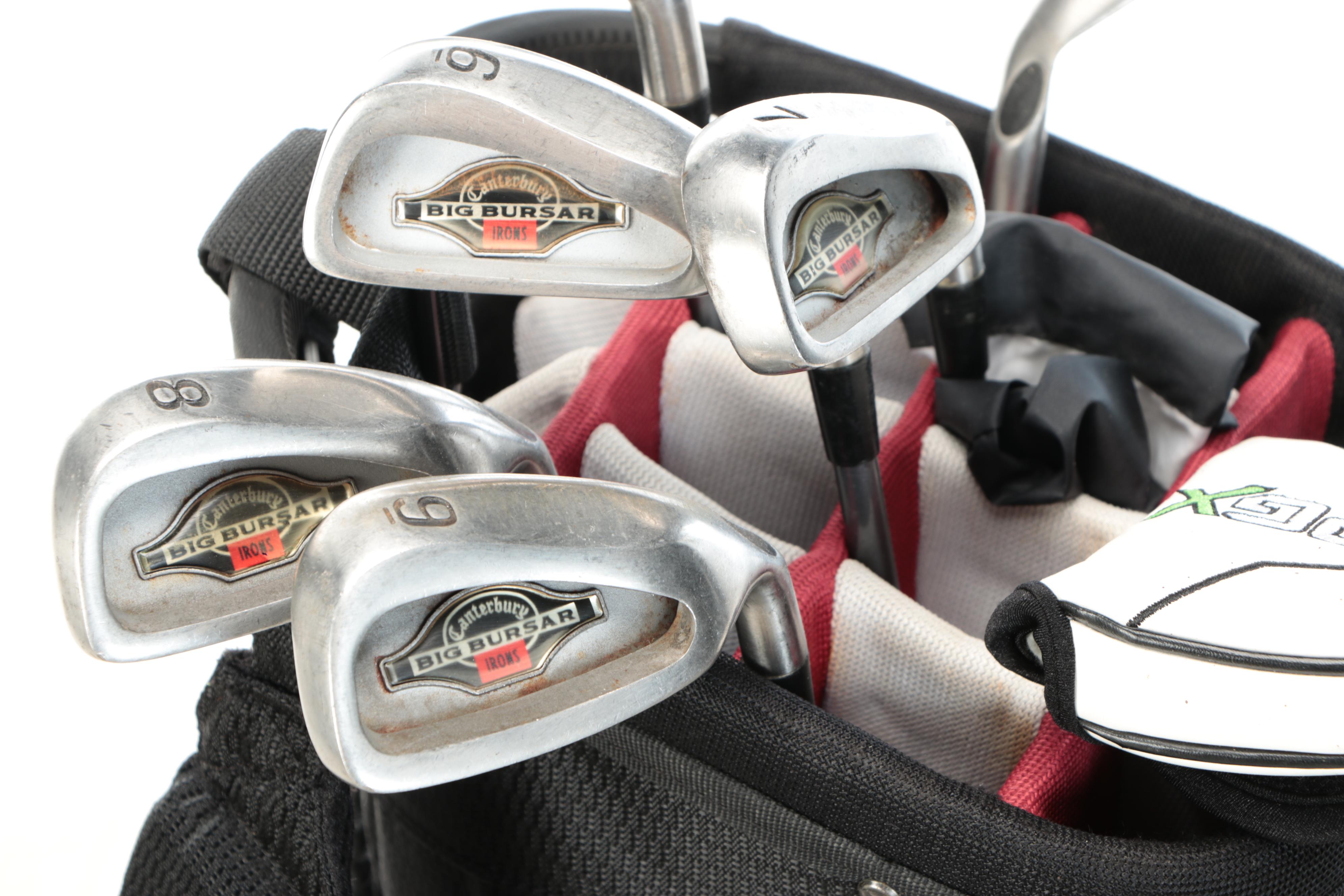 Canterbury "Big Bursar" Irons with Other Clubs and TaylorMade Bag
