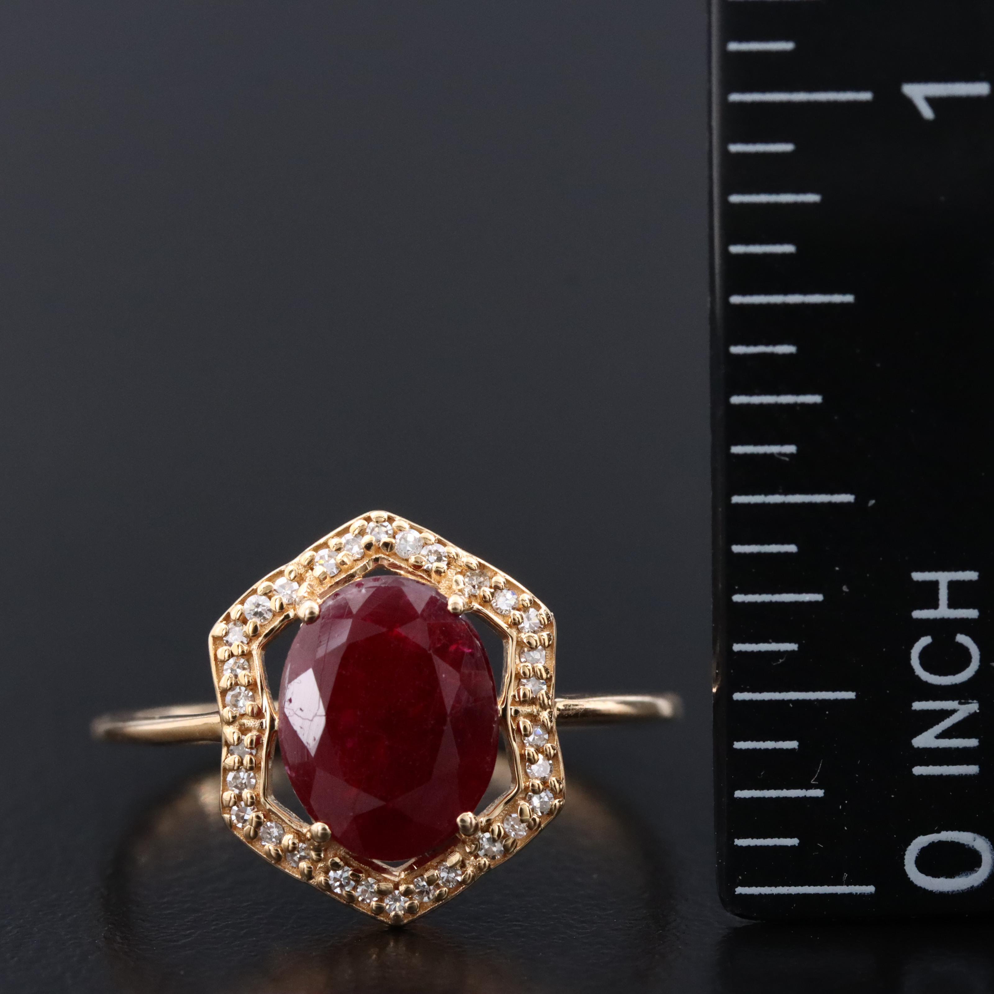 14K 2.02 CT Filled Corundum and Diamond Ring with IGI Jewelry Report