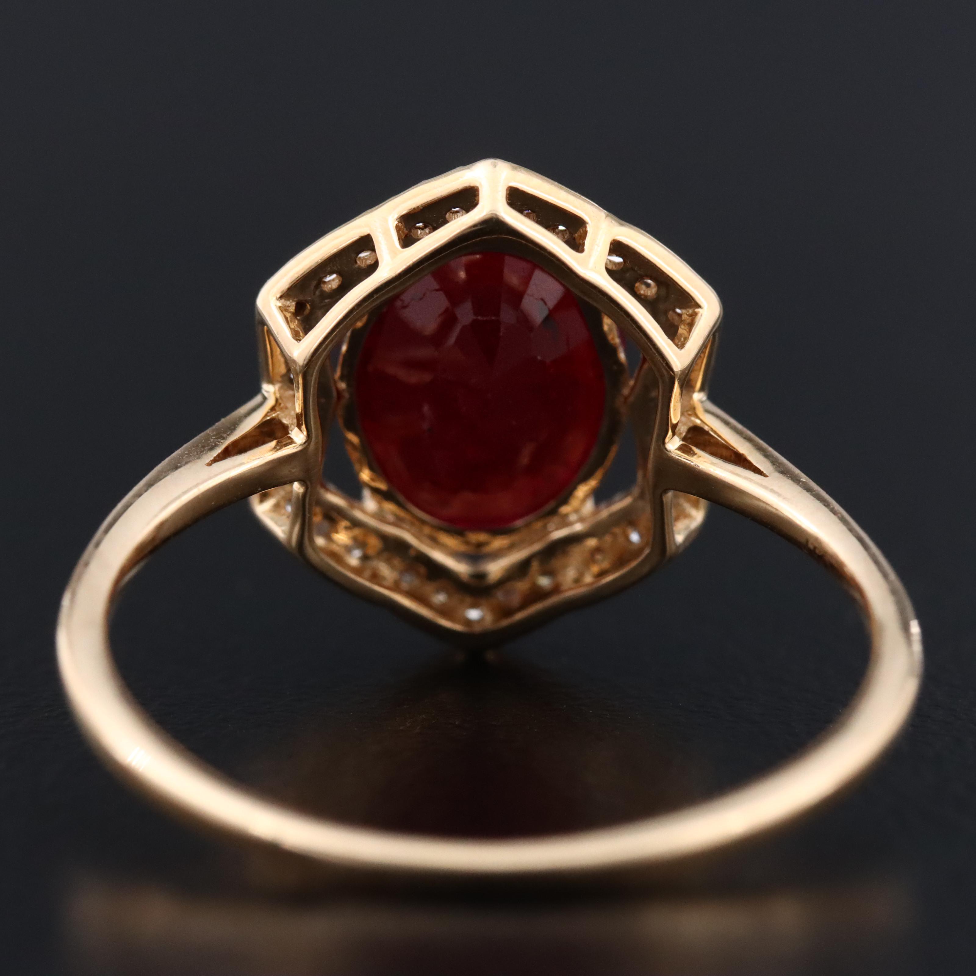 14K 2.02 CT Filled Corundum and Diamond Ring with IGI Jewelry Report