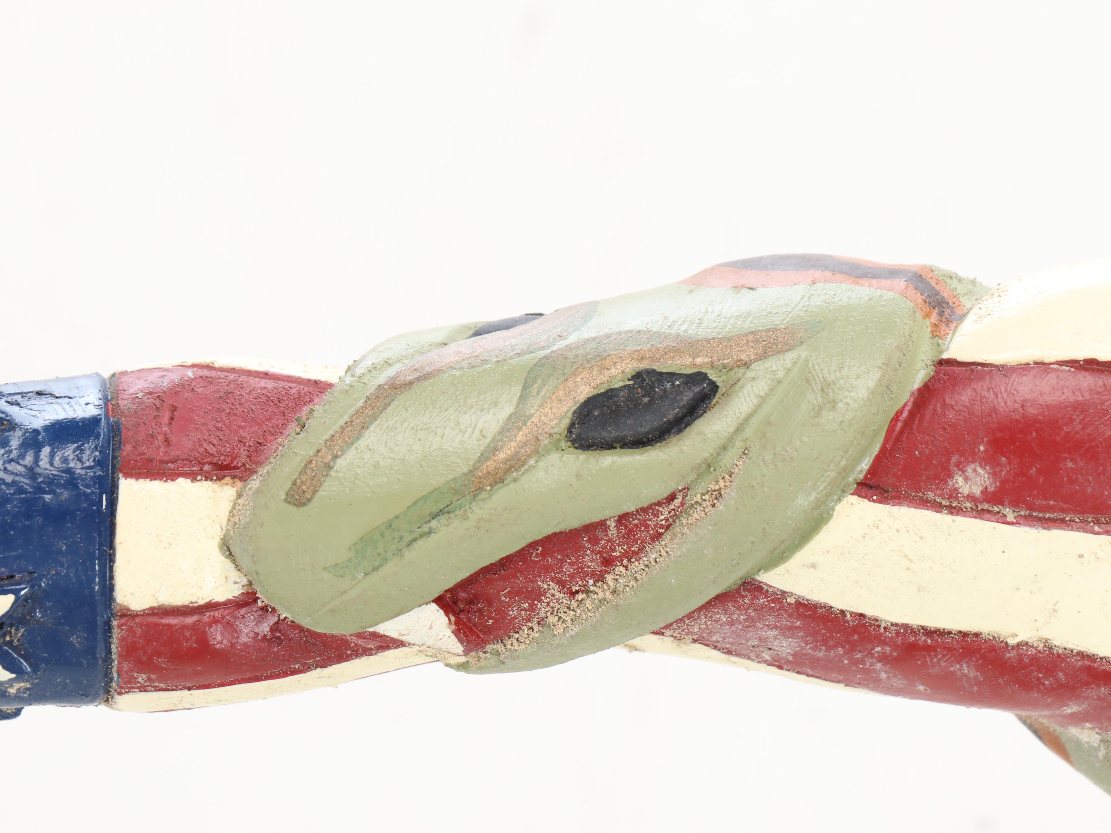 Robert Beaven Folk Art Independence Day Themed Carved Wood Walking Stick, 1987