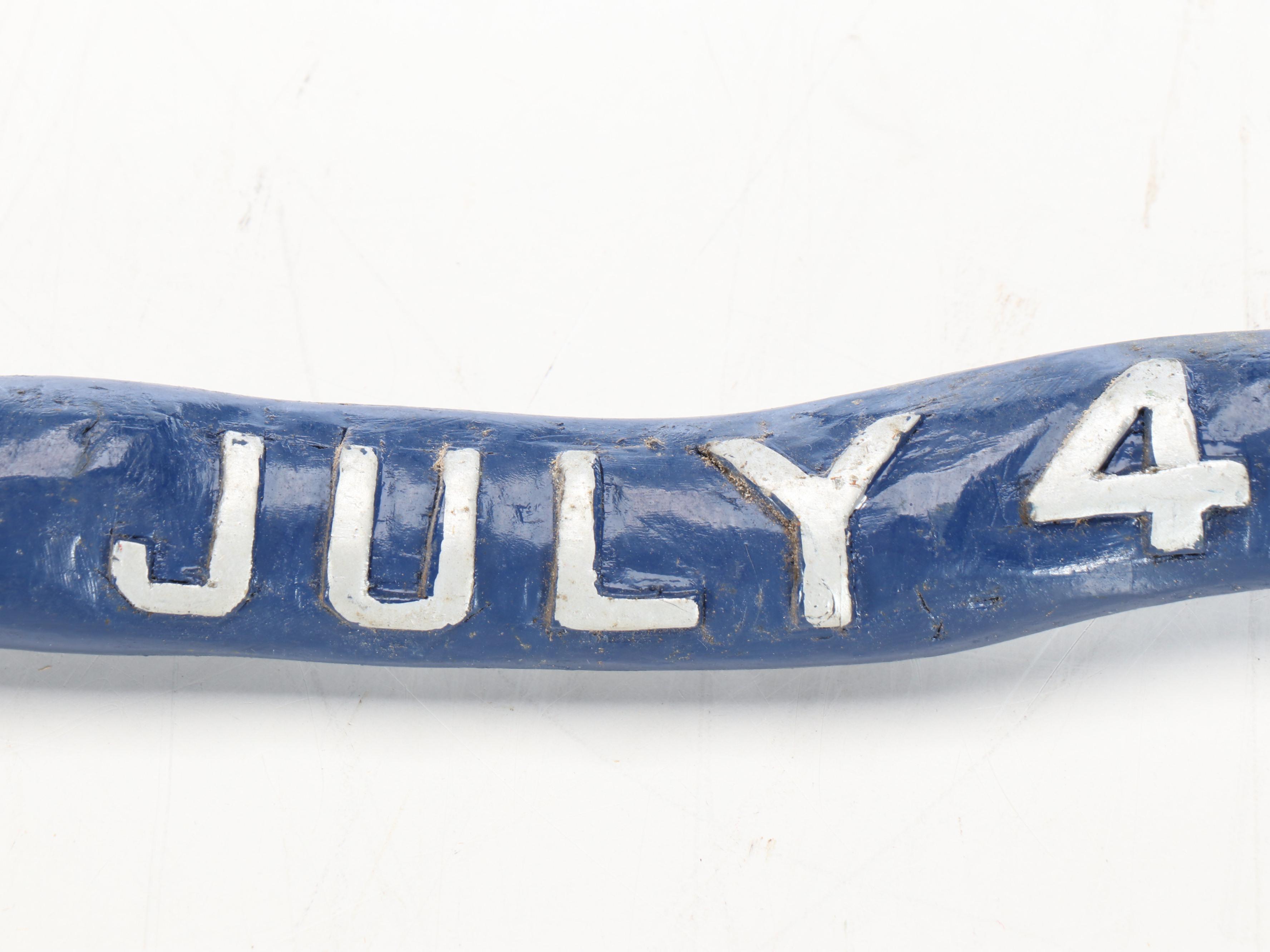 Robert Beaven Folk Art Independence Day Themed Carved Wood Walking Stick, 1987