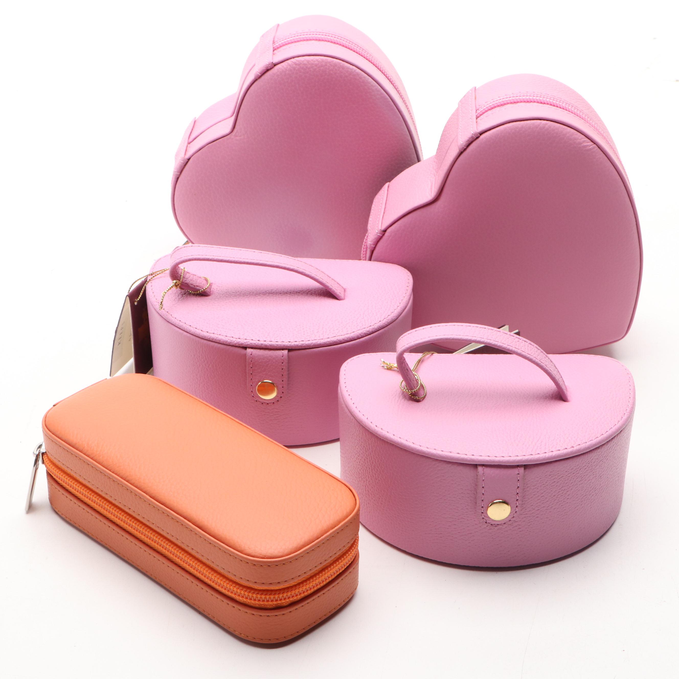 Rowallan Pink and Orange Leather Jewelry Cases
