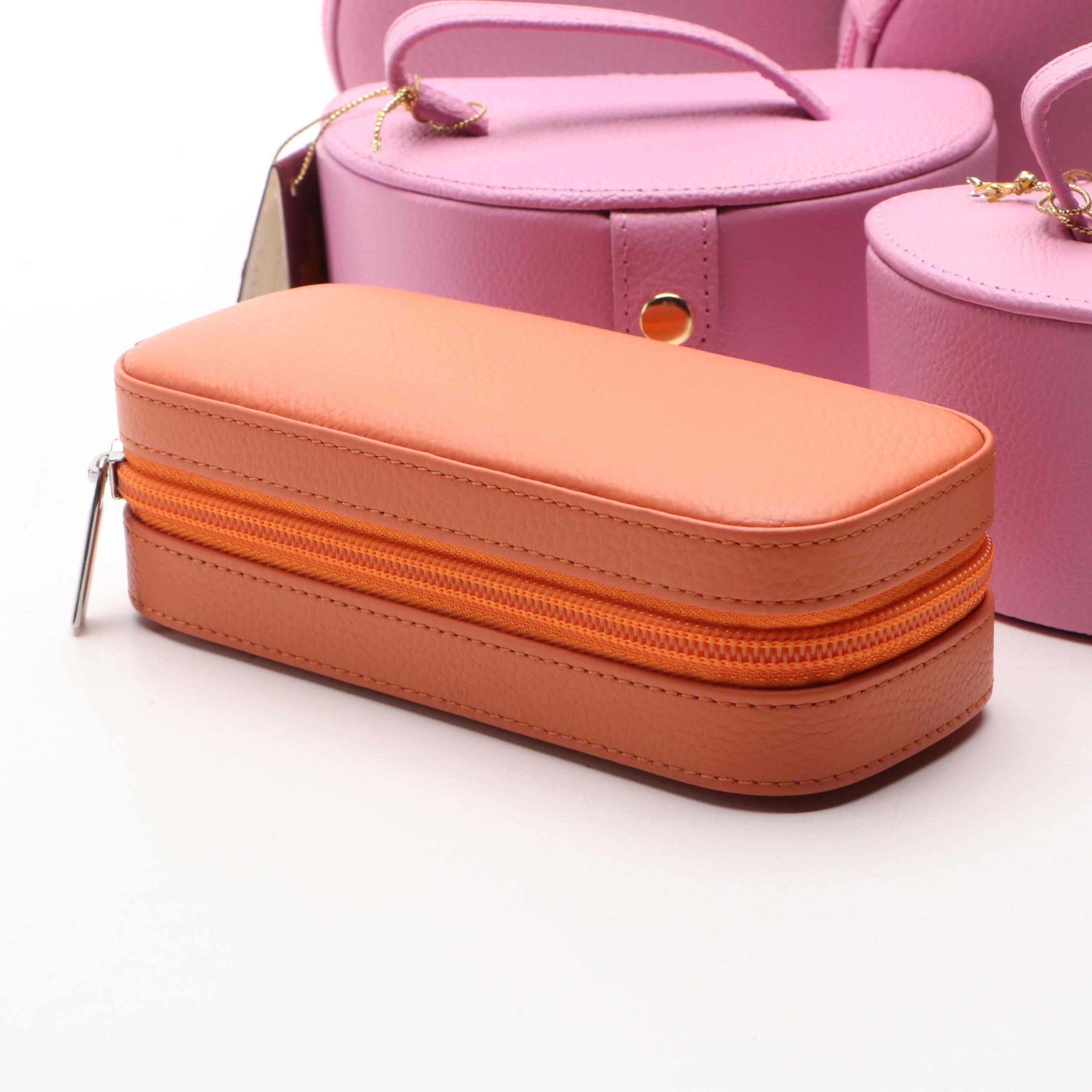 Rowallan Pink and Orange Leather Jewelry Cases