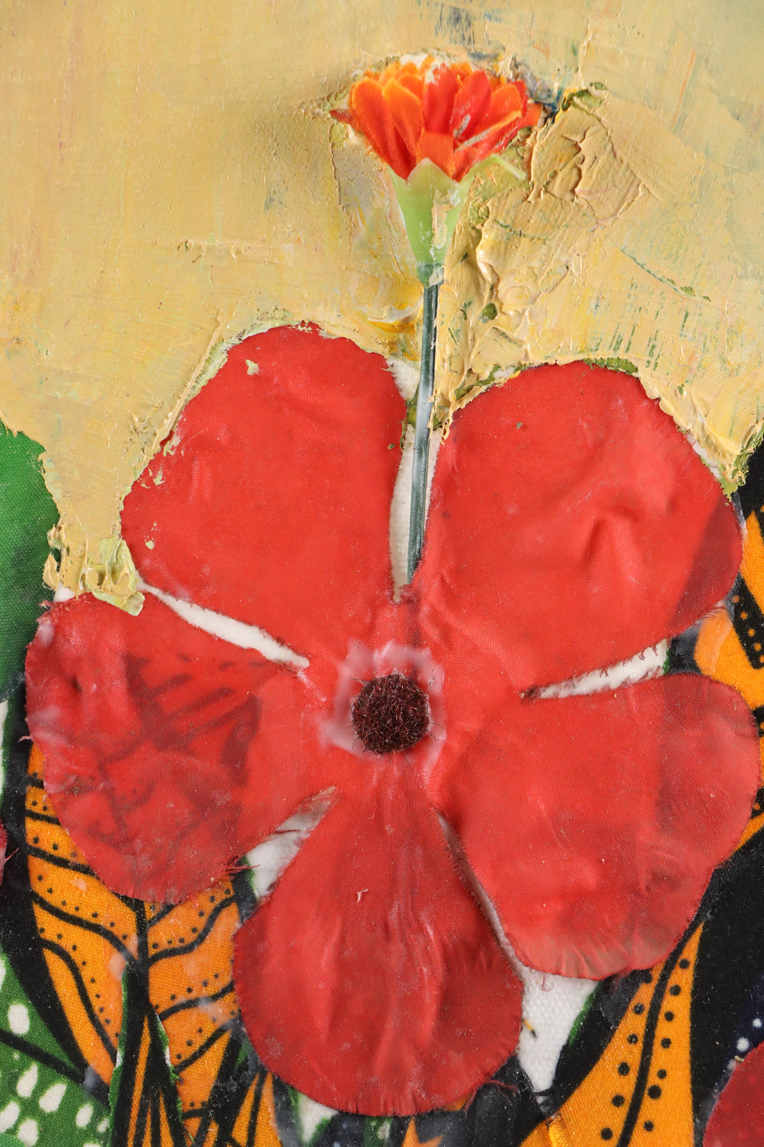 Bayo Ogundele Floral Still Life Mixed Media Collage, 2025