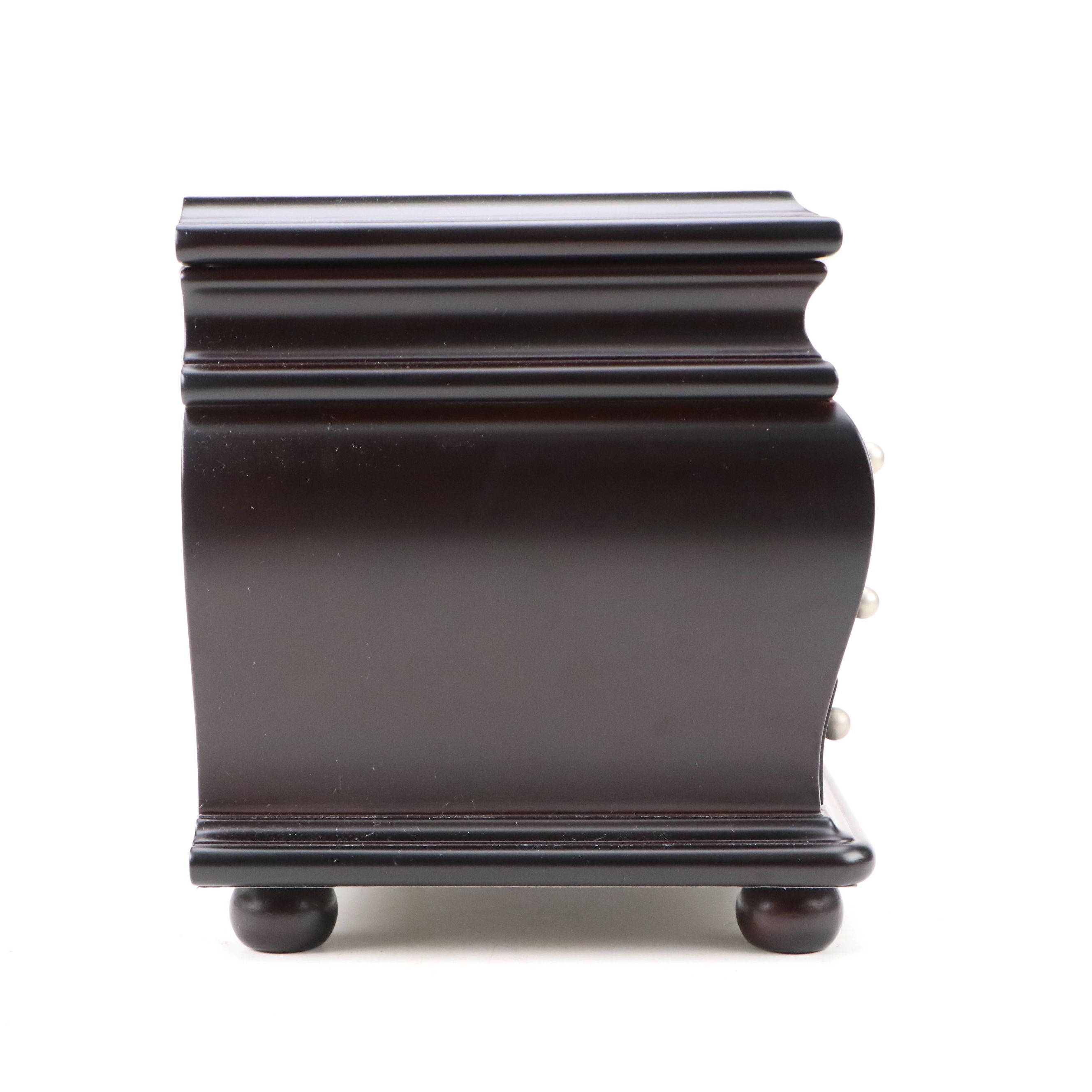 Things Remembered Satin Black Finish Bombé Wood Jewelry Chest