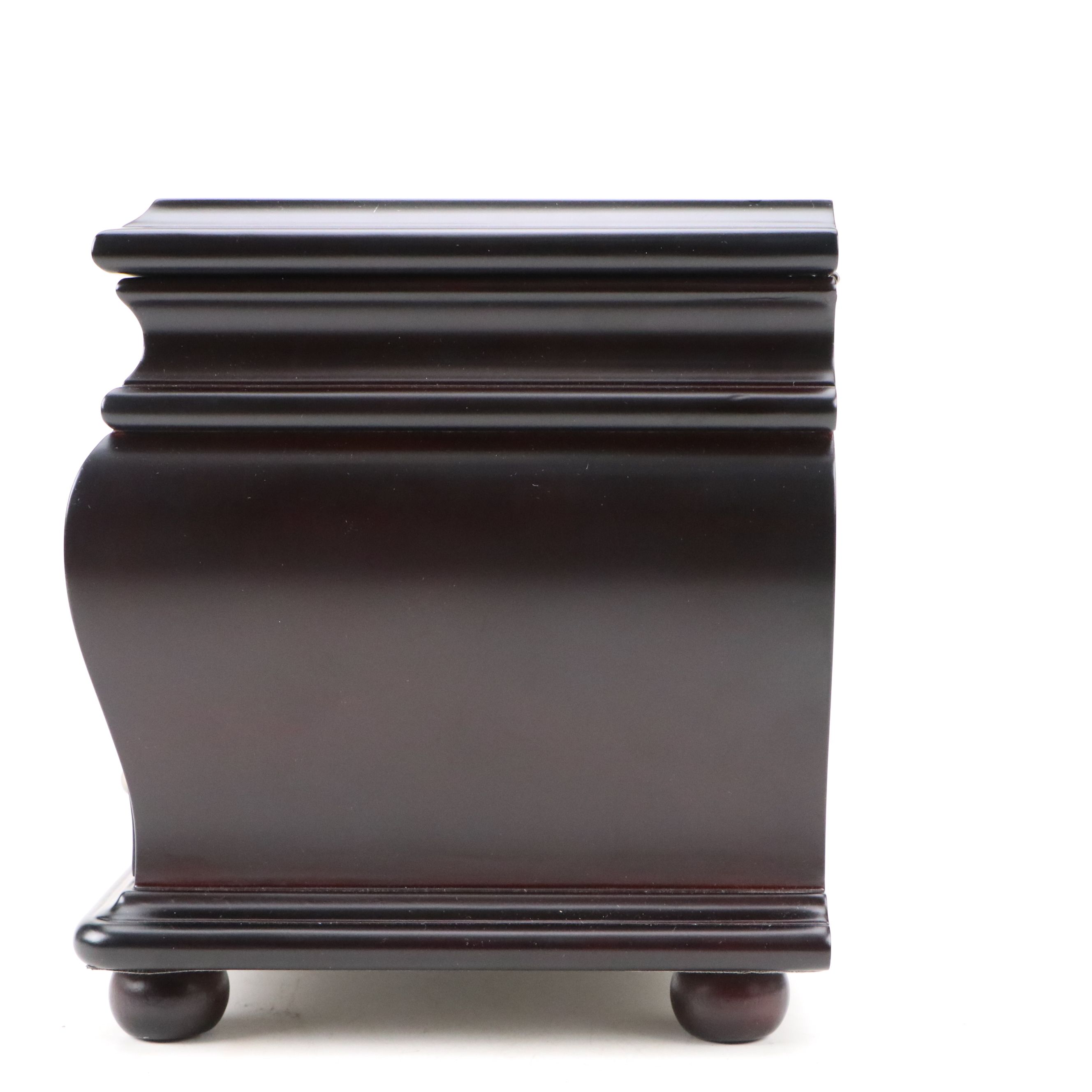 Things Remembered Satin Black Finish Bombé Wood Jewelry Chest