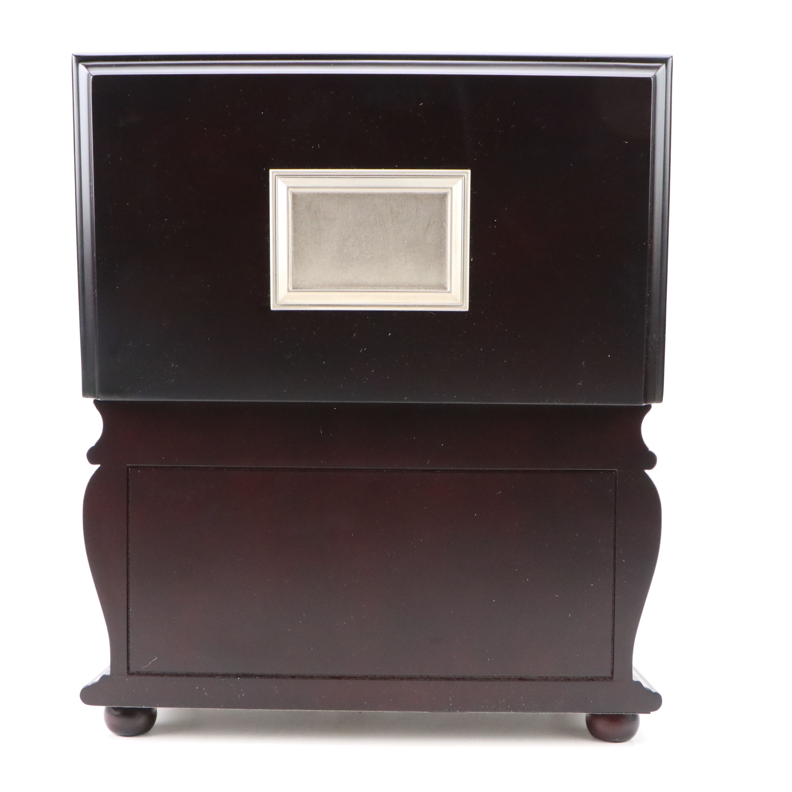 Things Remembered Satin Black Finish Bombé Wood Jewelry Chest