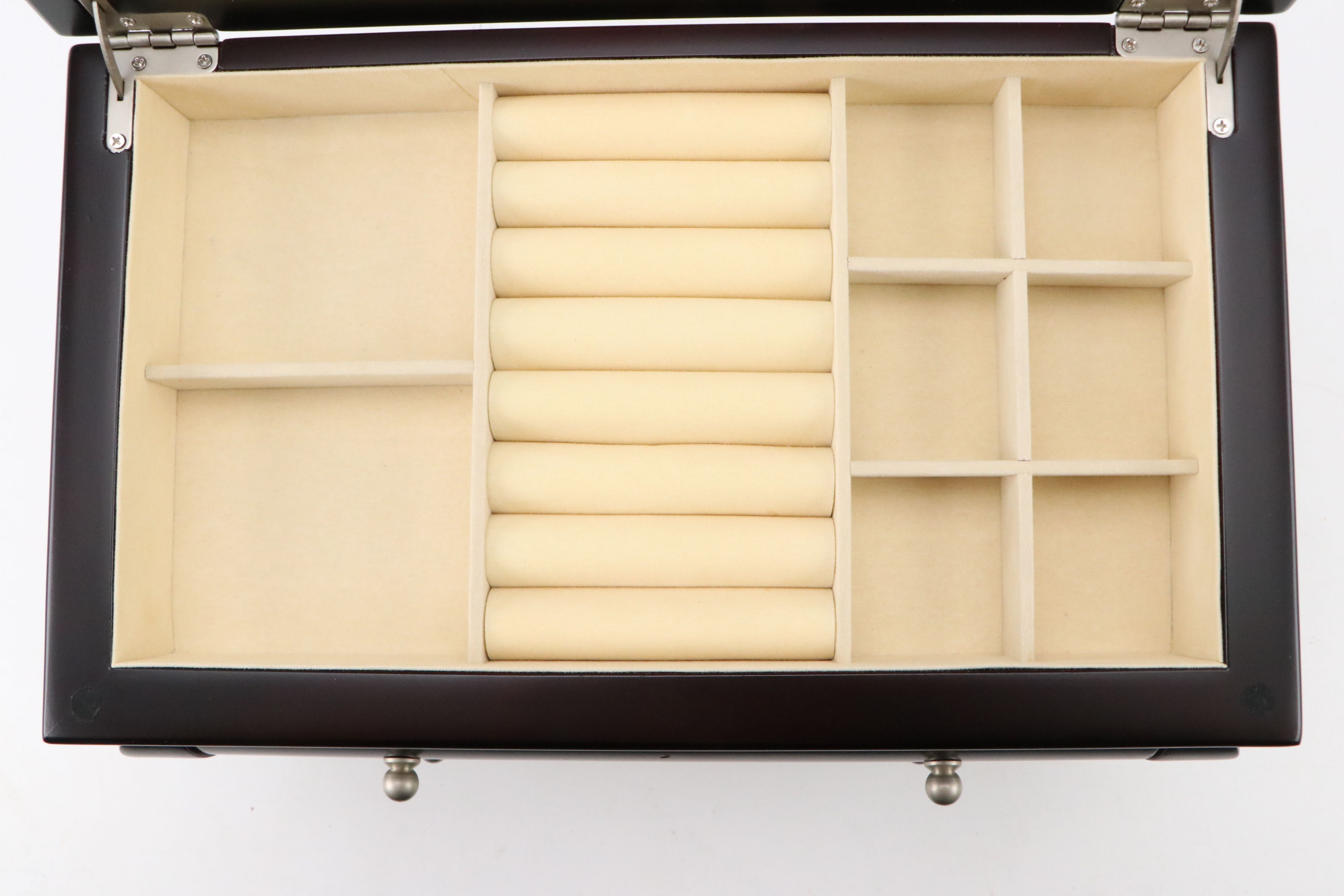 Things Remembered Satin Black Finish Bombé Wood Jewelry Chest