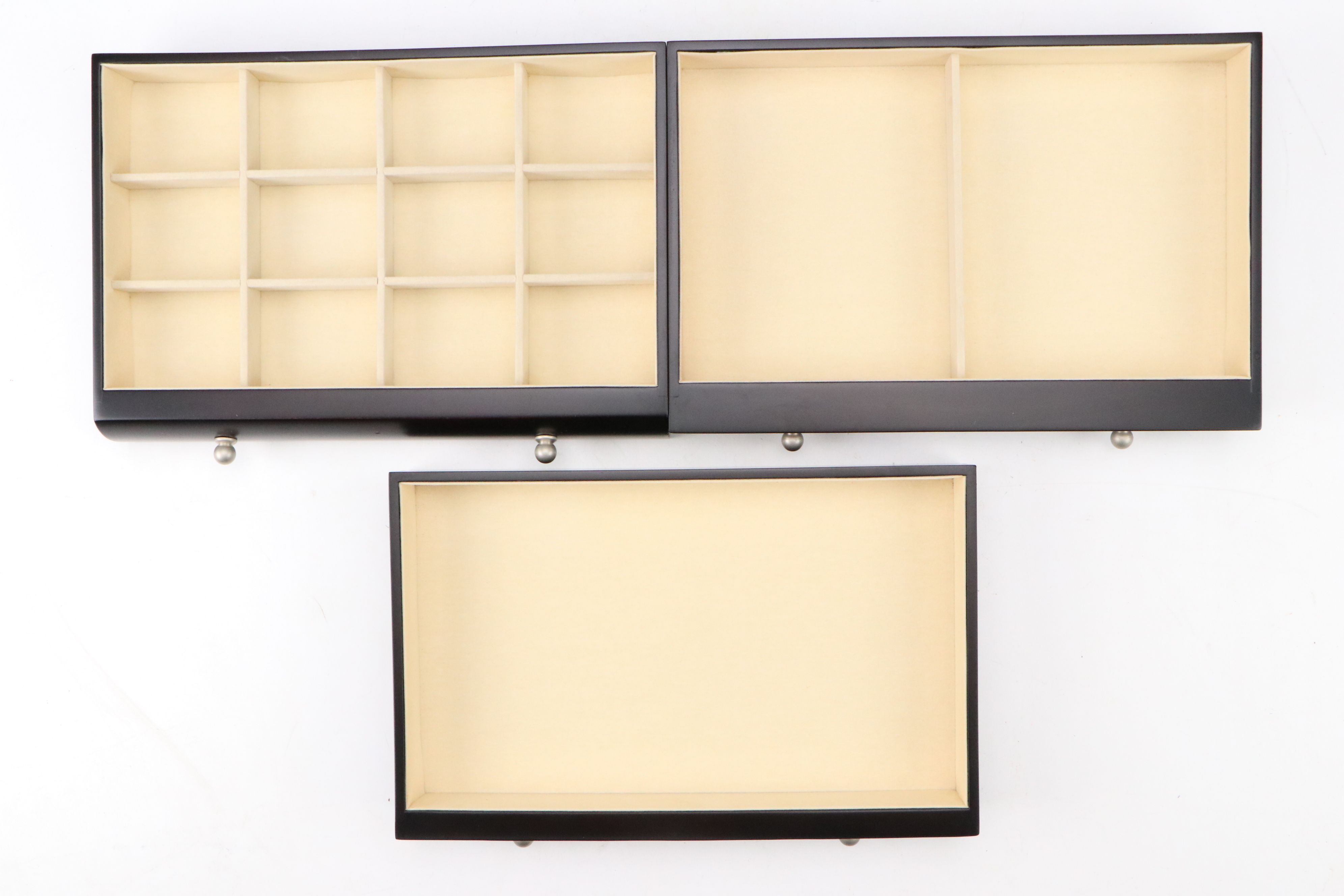 Things Remembered Satin Black Finish Bombé Wood Jewelry Chest