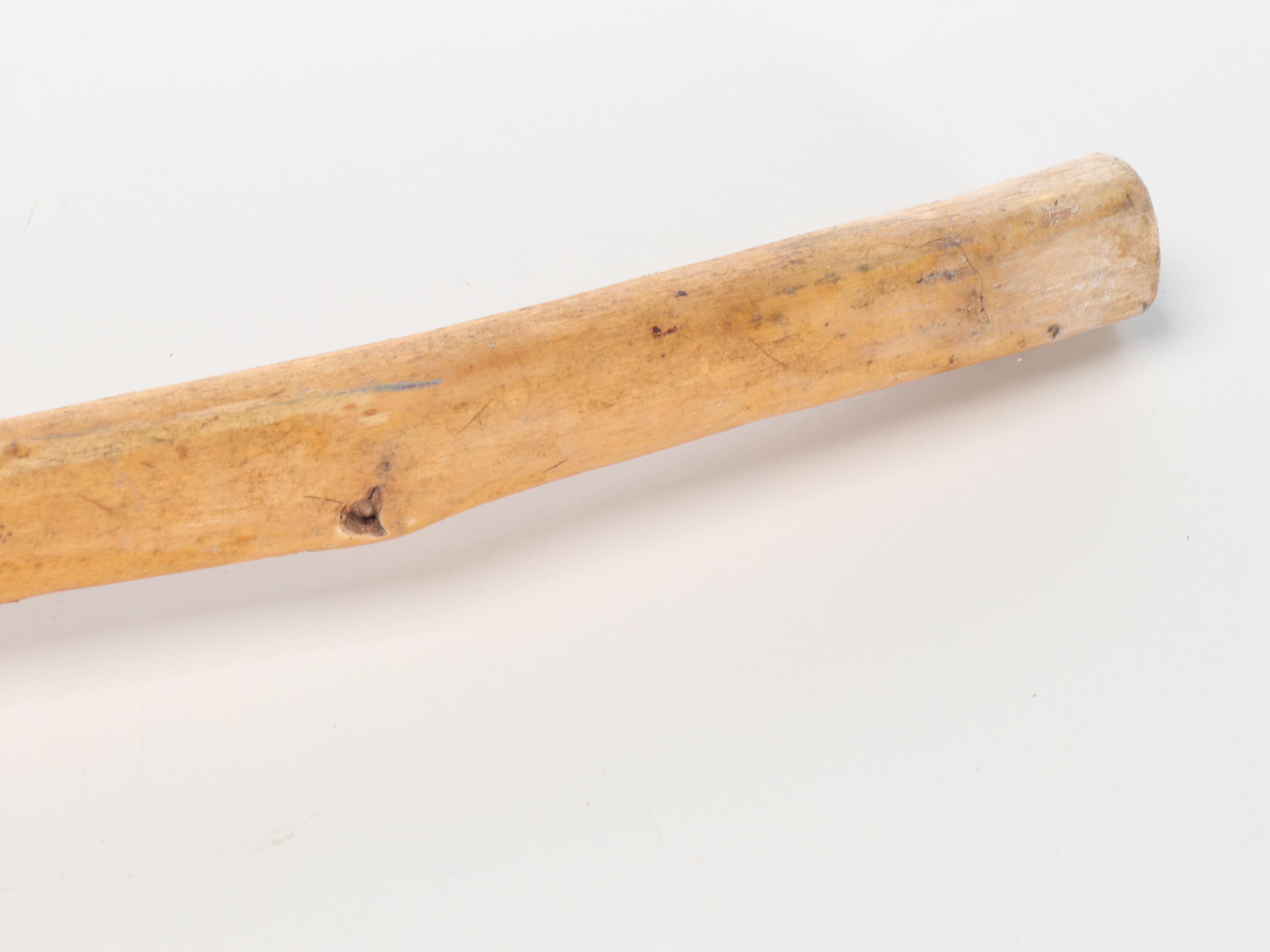 Robert Beaven Folk Art Style Horn Finial Rainbow Band Carved Wood Walking Stick