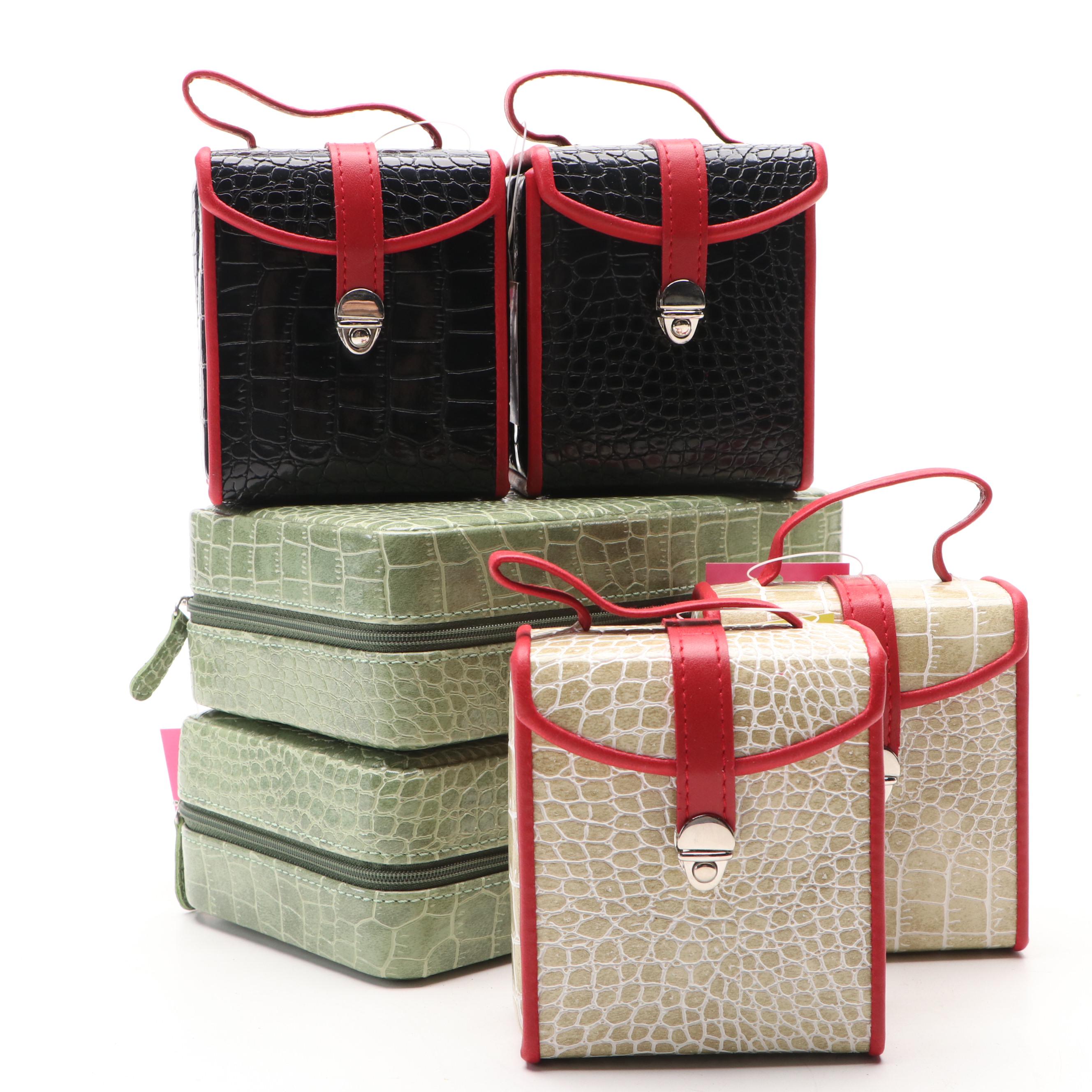 Alten International Faux Crocodile Travel Jewelry Cases