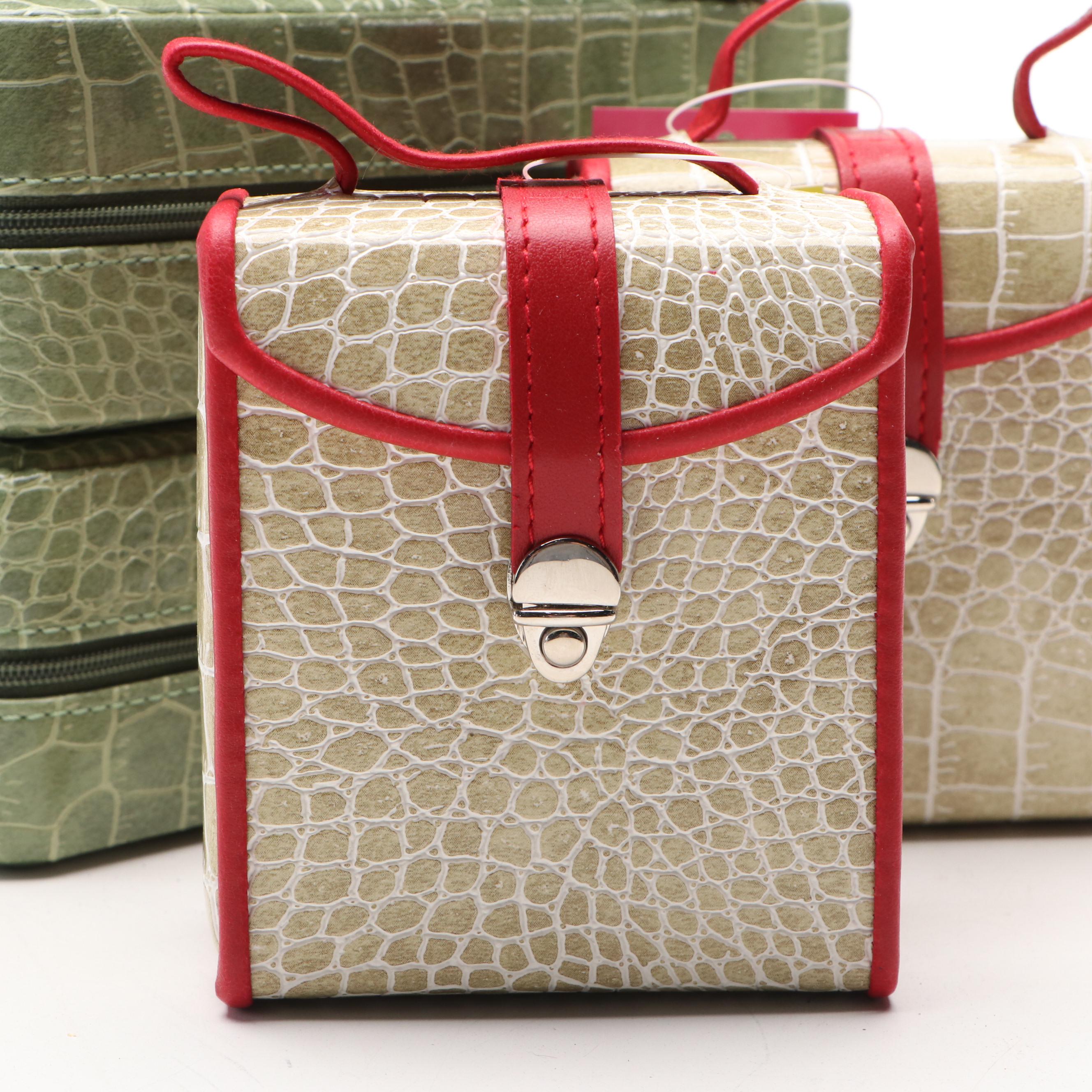 Alten International Faux Crocodile Travel Jewelry Cases