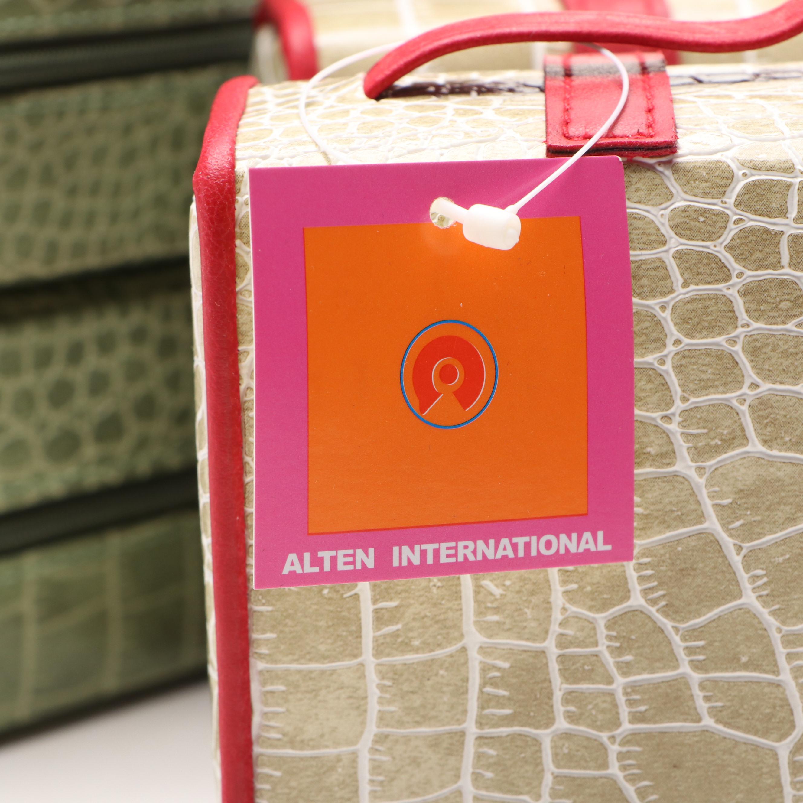 Alten International Faux Crocodile Travel Jewelry Cases