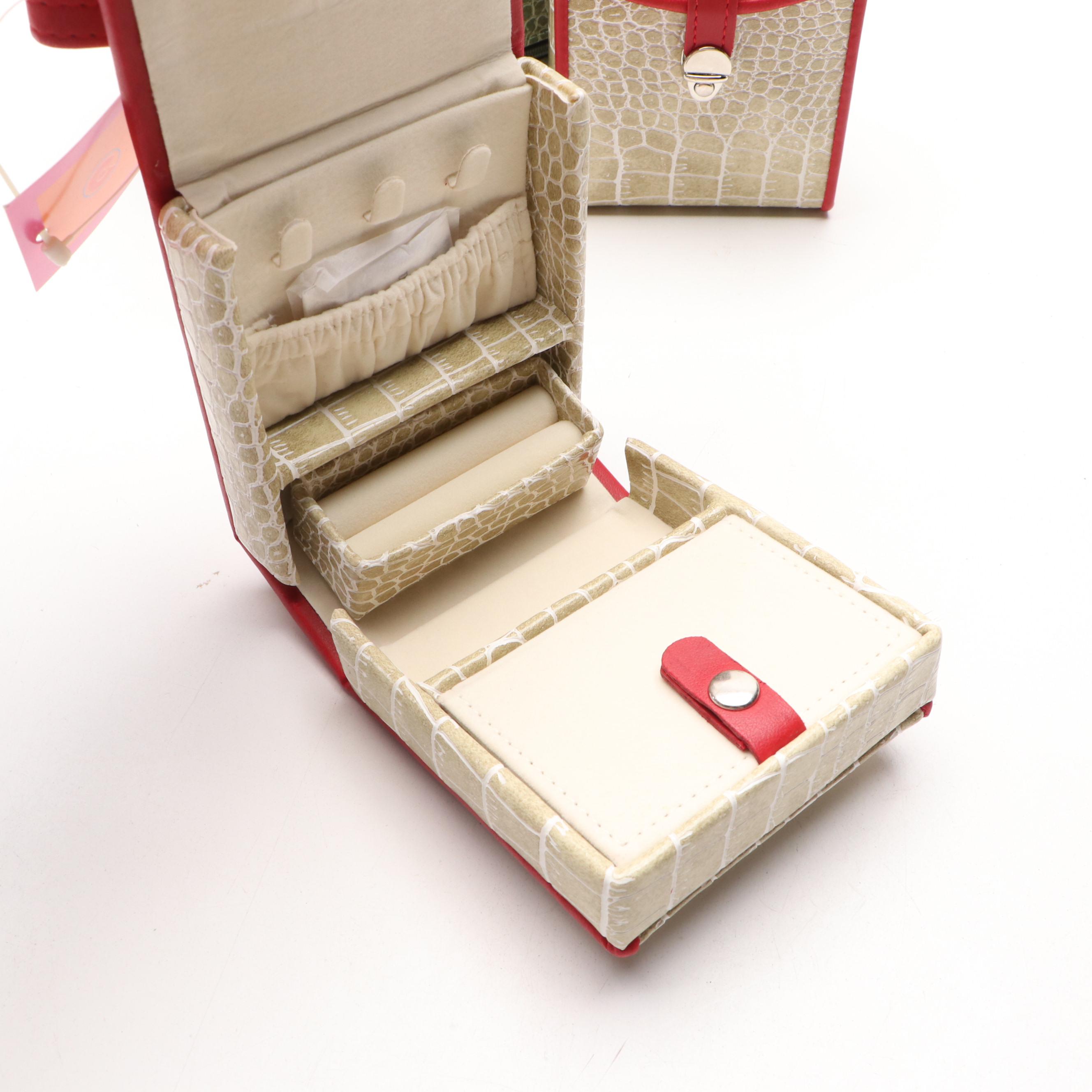 Alten International Faux Crocodile Travel Jewelry Cases